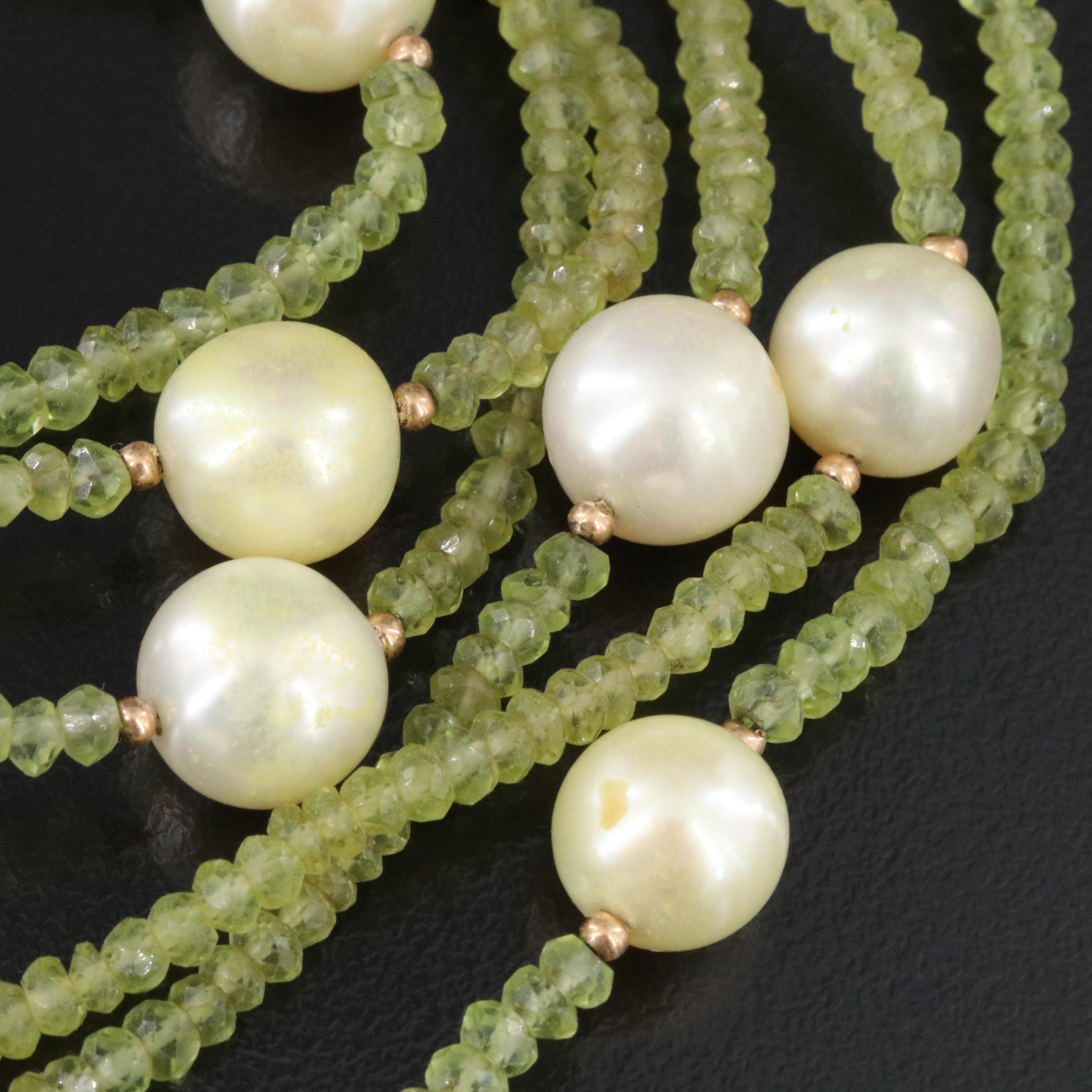 Pearl and Peridot Necklace with 14K Clasp