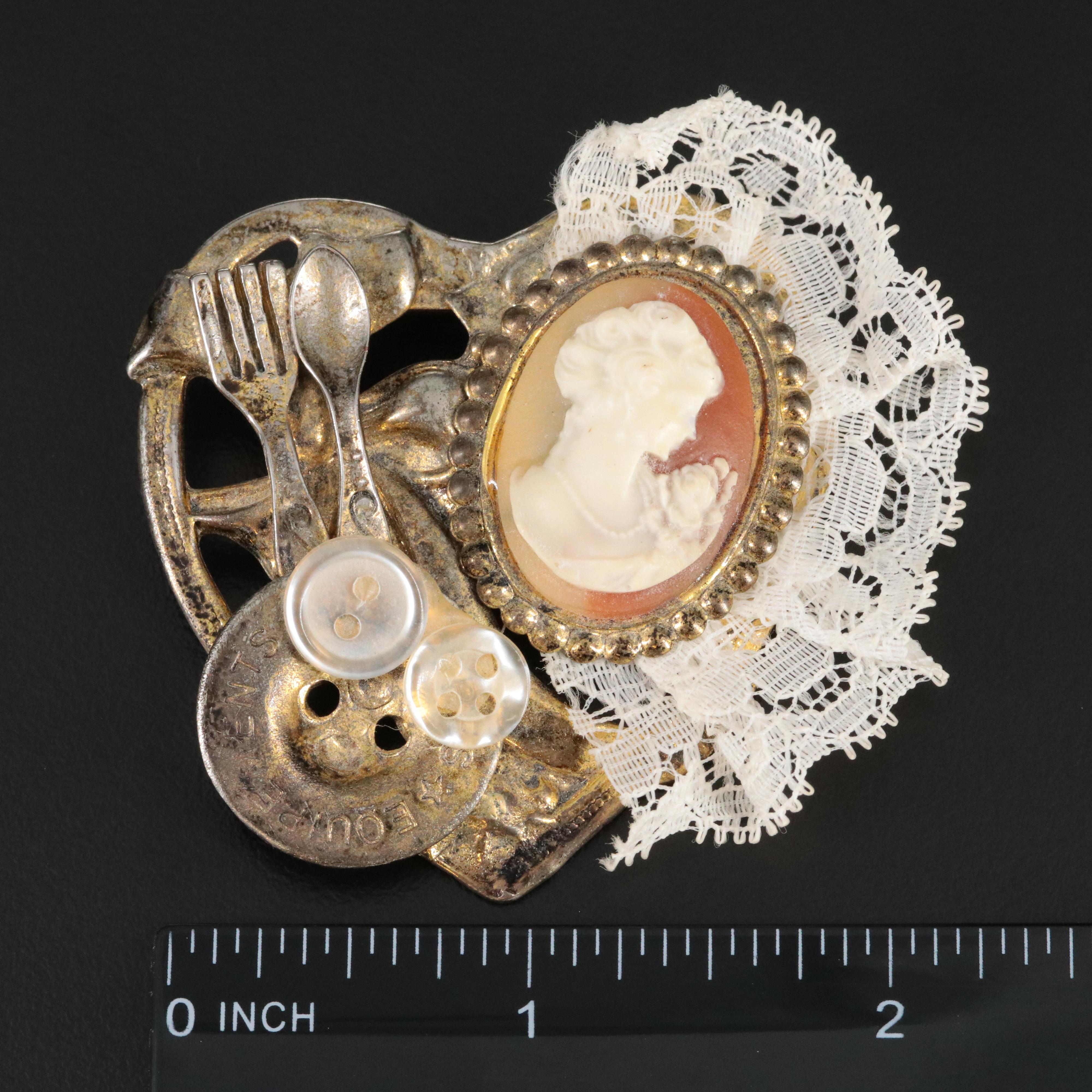 Vintage Mixed Media Brooch