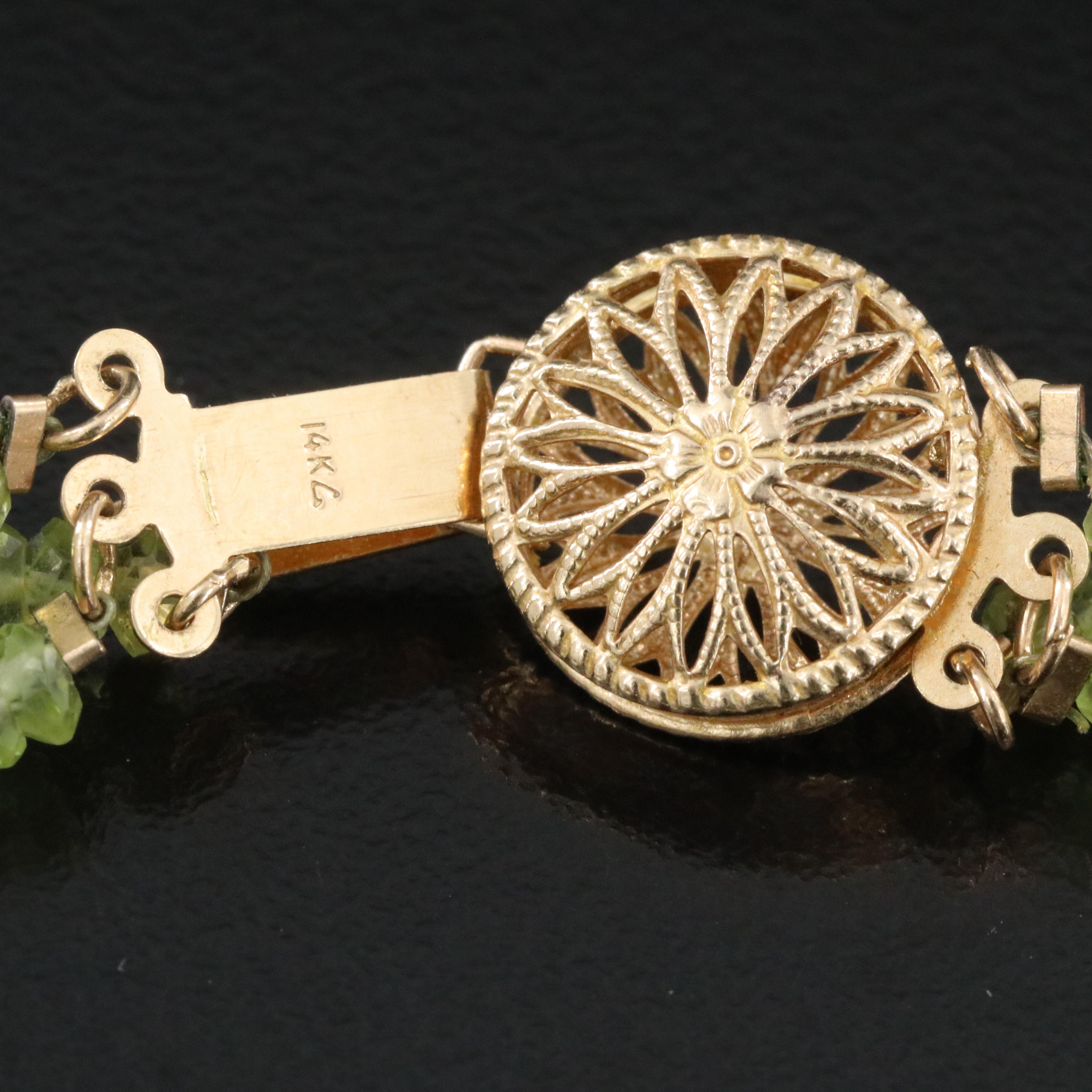 Pearl and Peridot Necklace with 14K Clasp