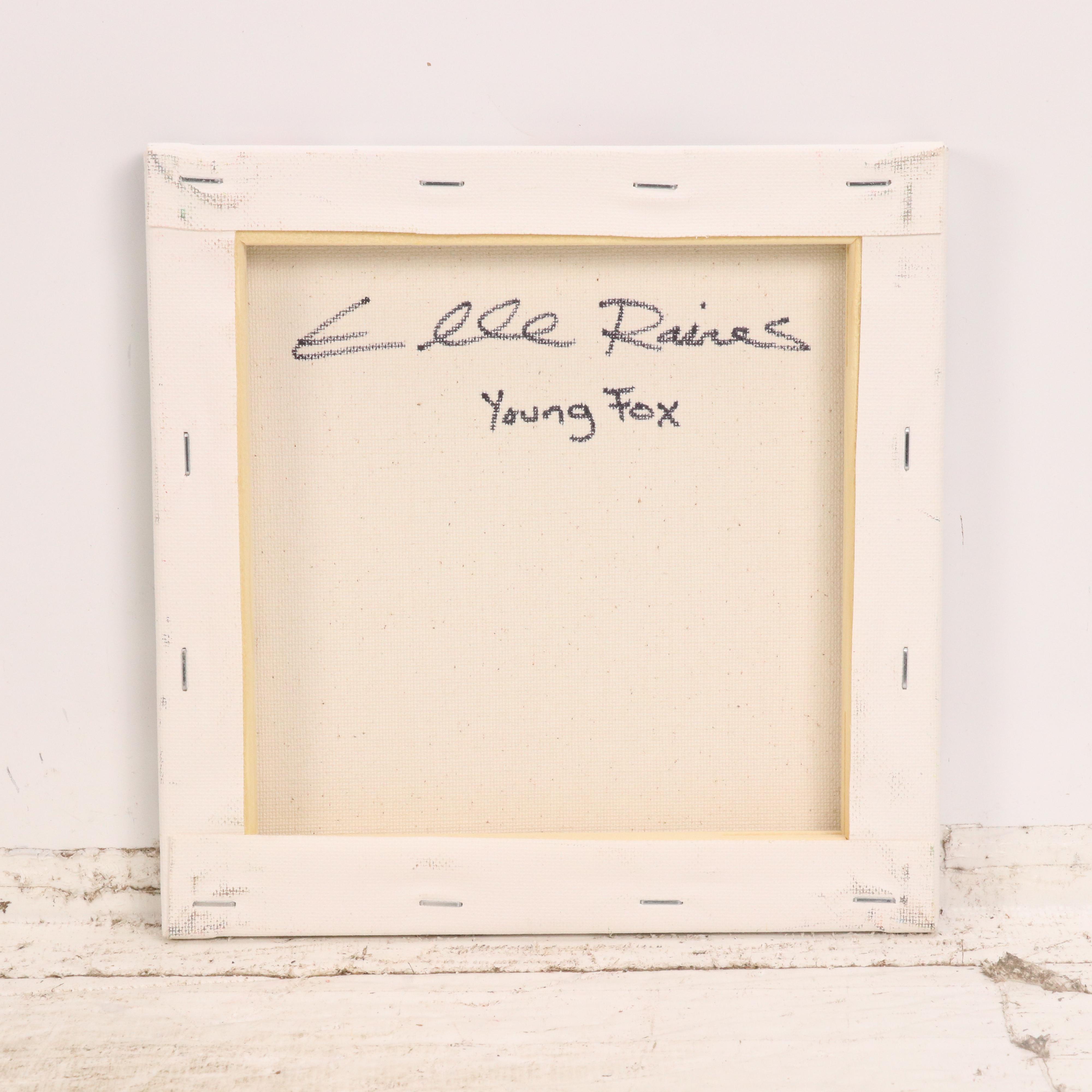 Elle Raines Stylized Acrylic Painting "Young Fox," 21st Century