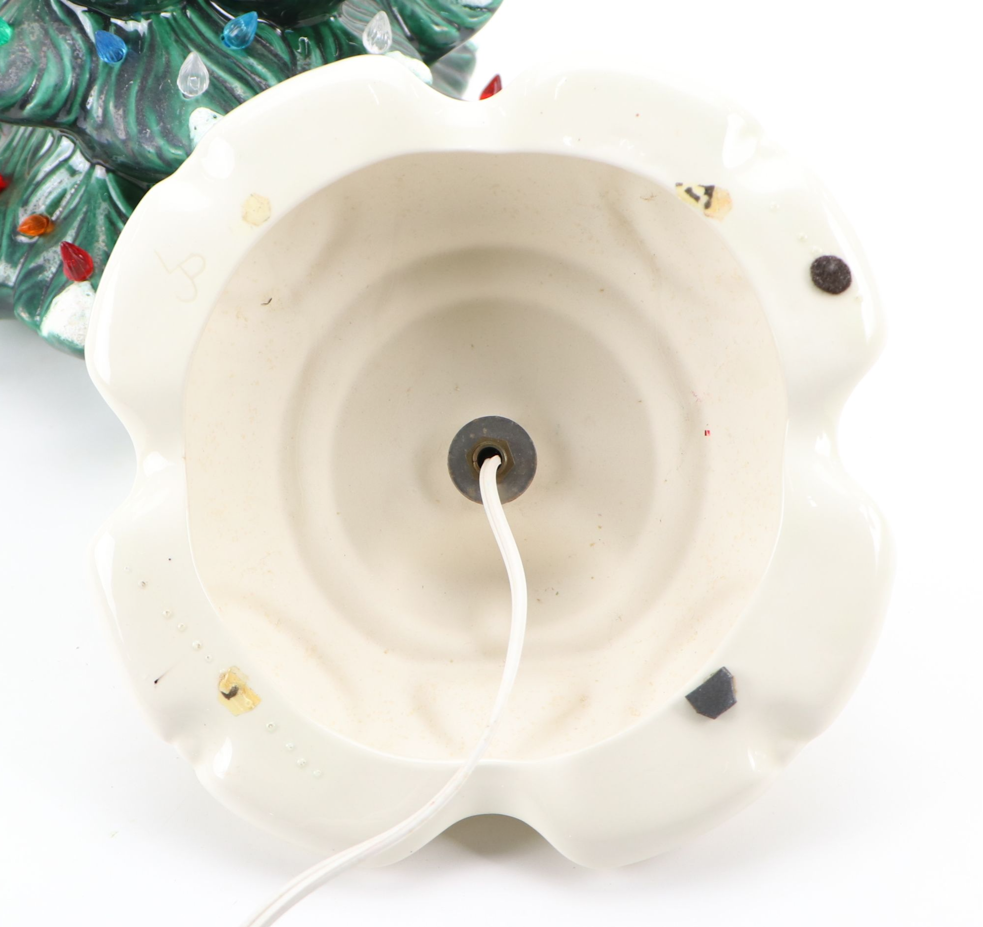 Ceramic Tabletop Christmas Tree With Multicolor Light Bulbs