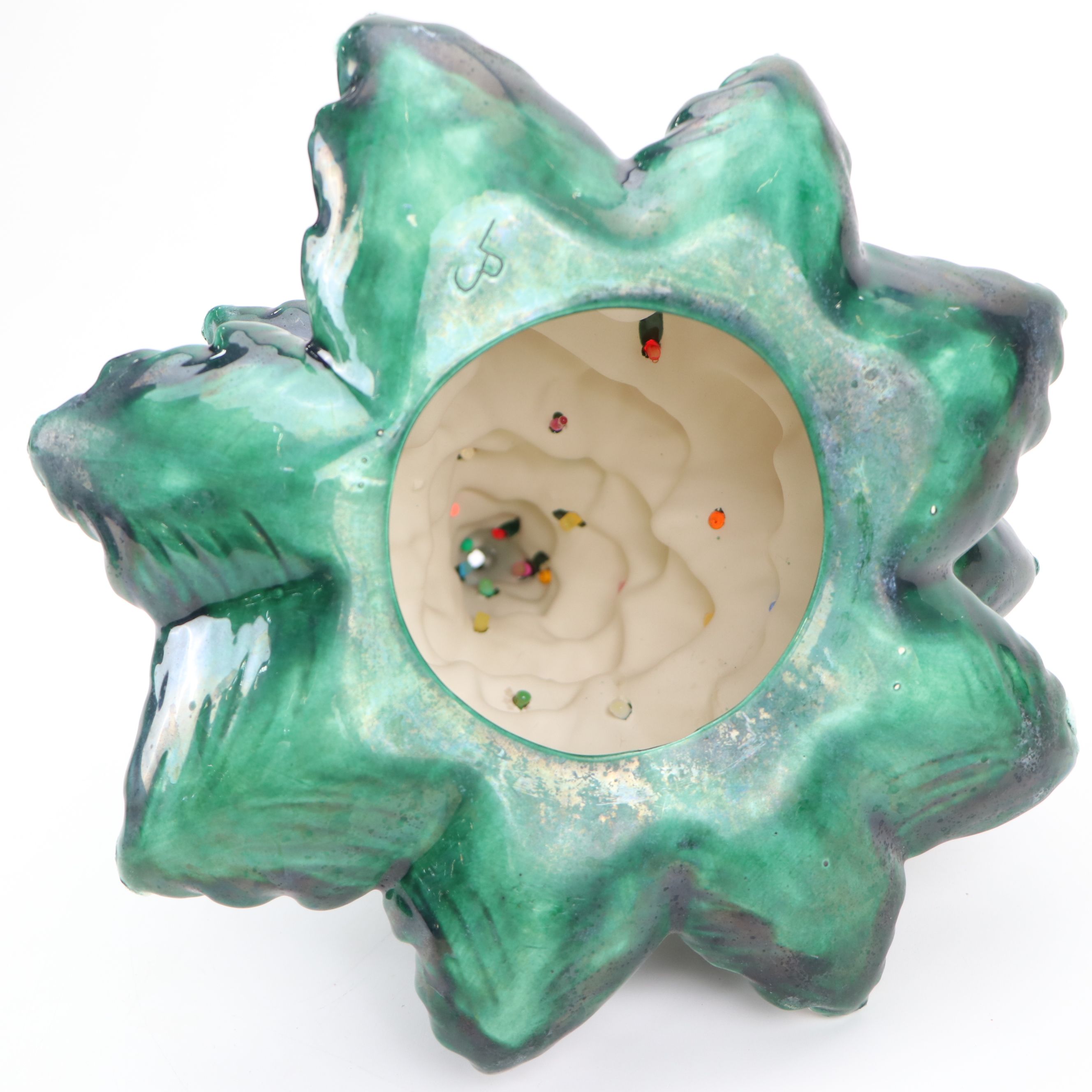 Ceramic Tabletop Christmas Tree With Multicolor Light Bulbs