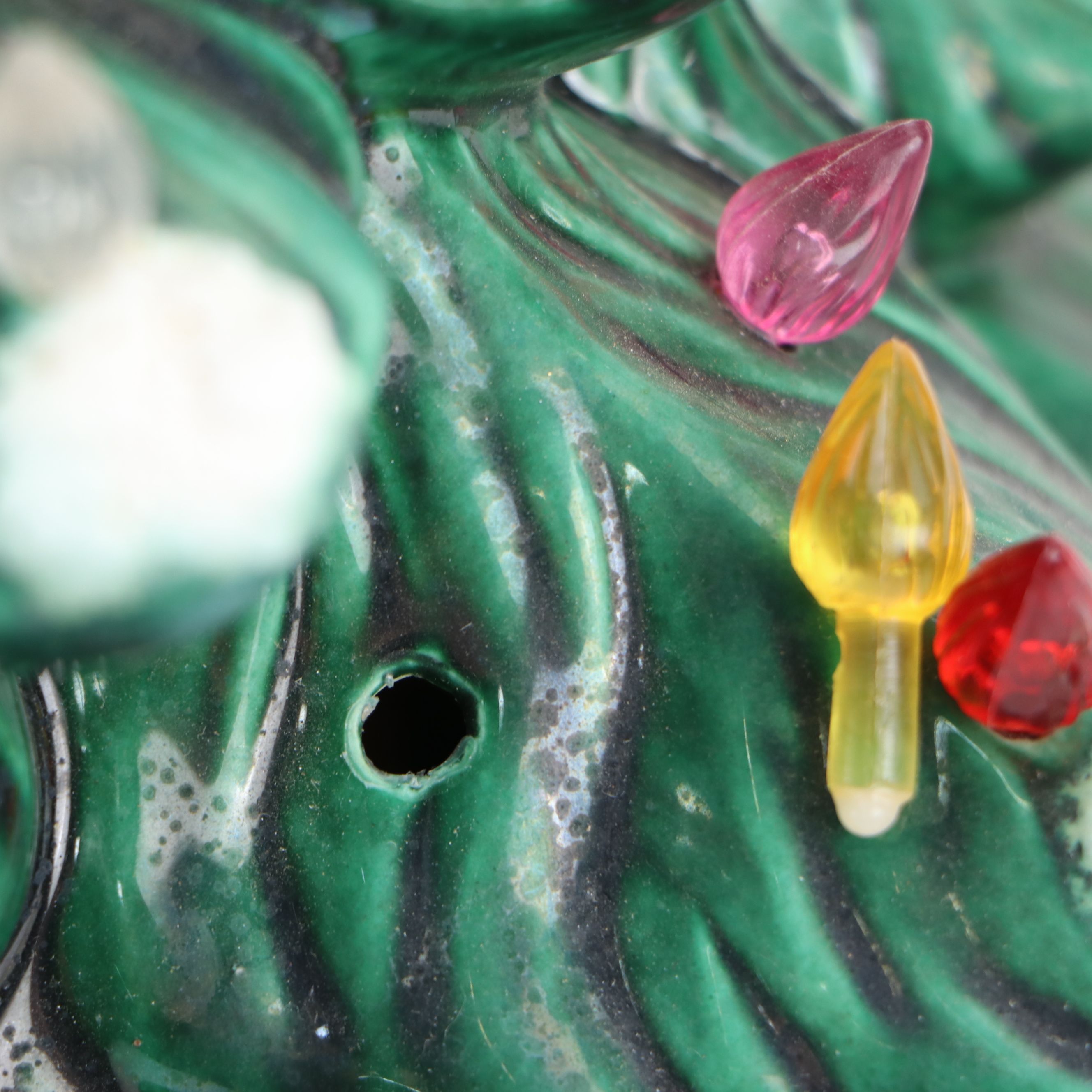 Ceramic Tabletop Christmas Tree With Multicolor Light Bulbs