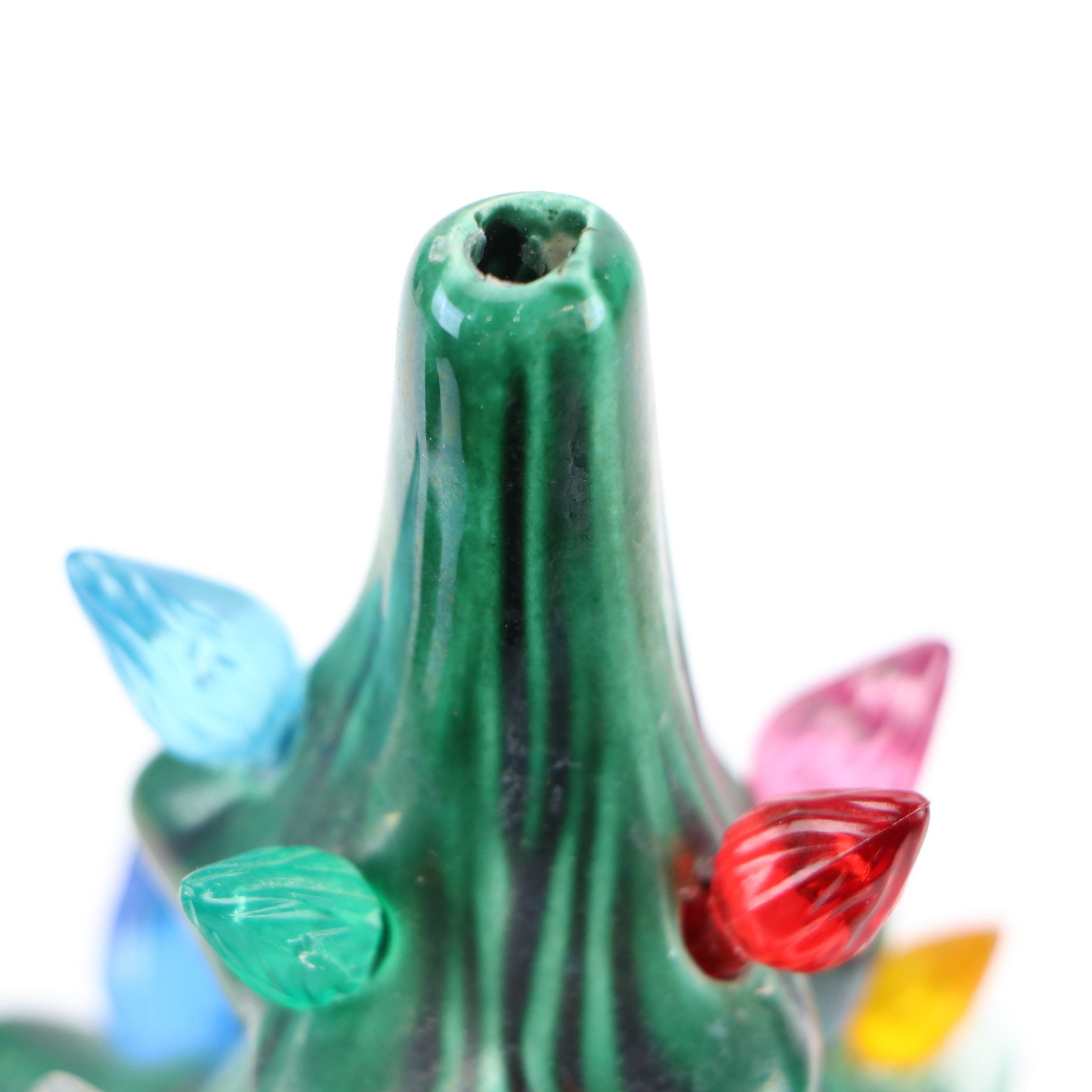 Ceramic Tabletop Christmas Tree With Multicolor Light Bulbs