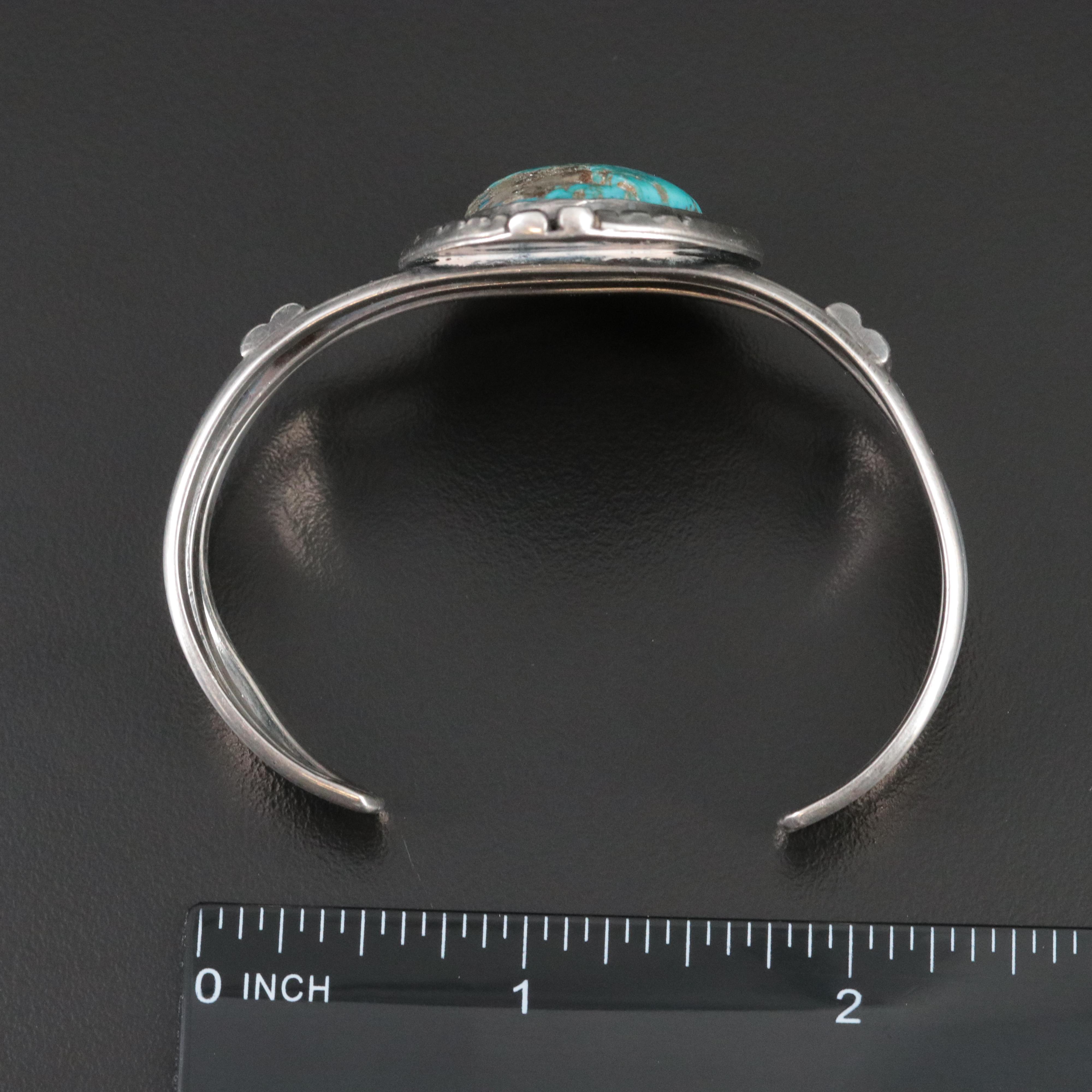 Southwestern Sterling and Turquoise Cuff Bracelet