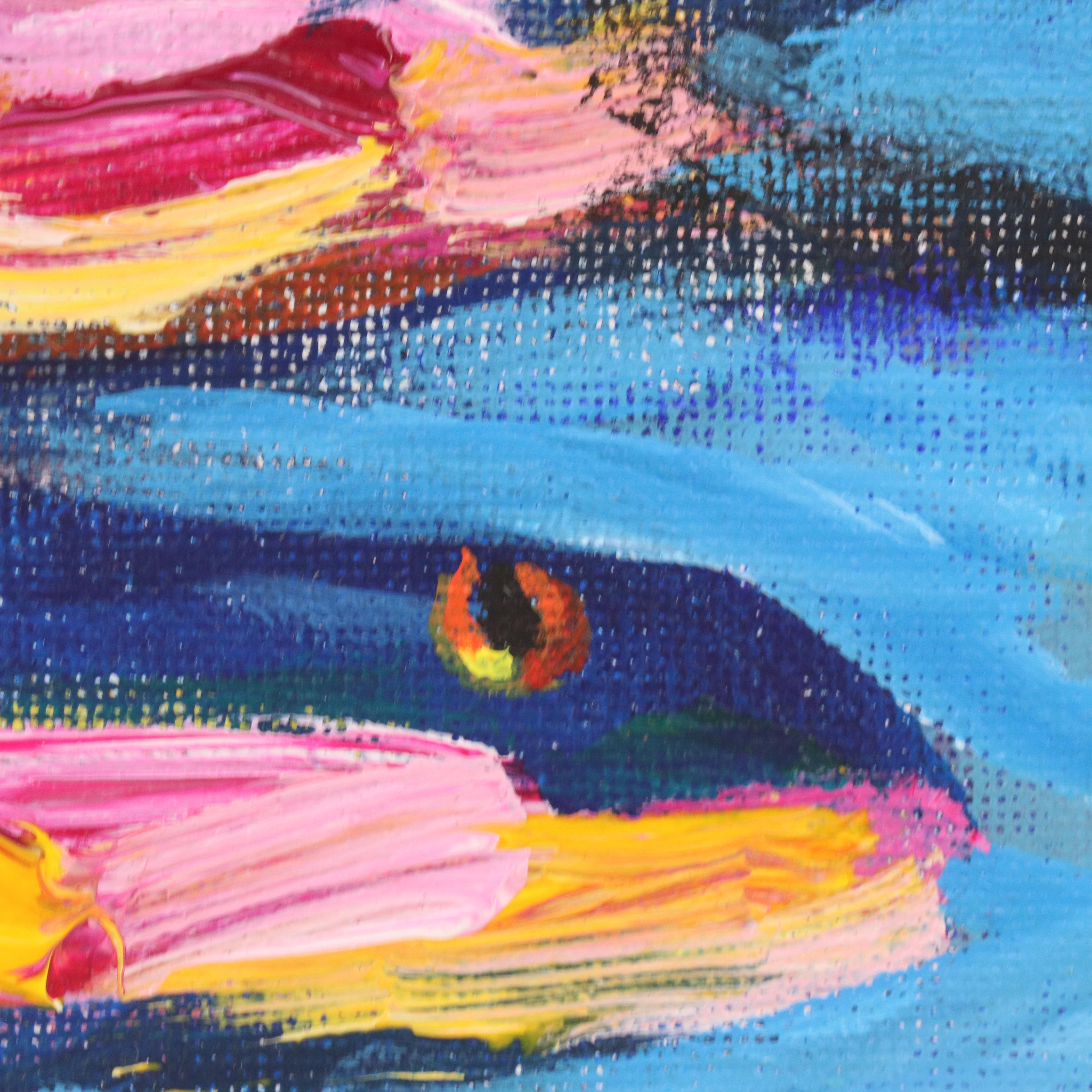 Elle Raines Stylized Acrylic Painting "Sardines," 21st Century