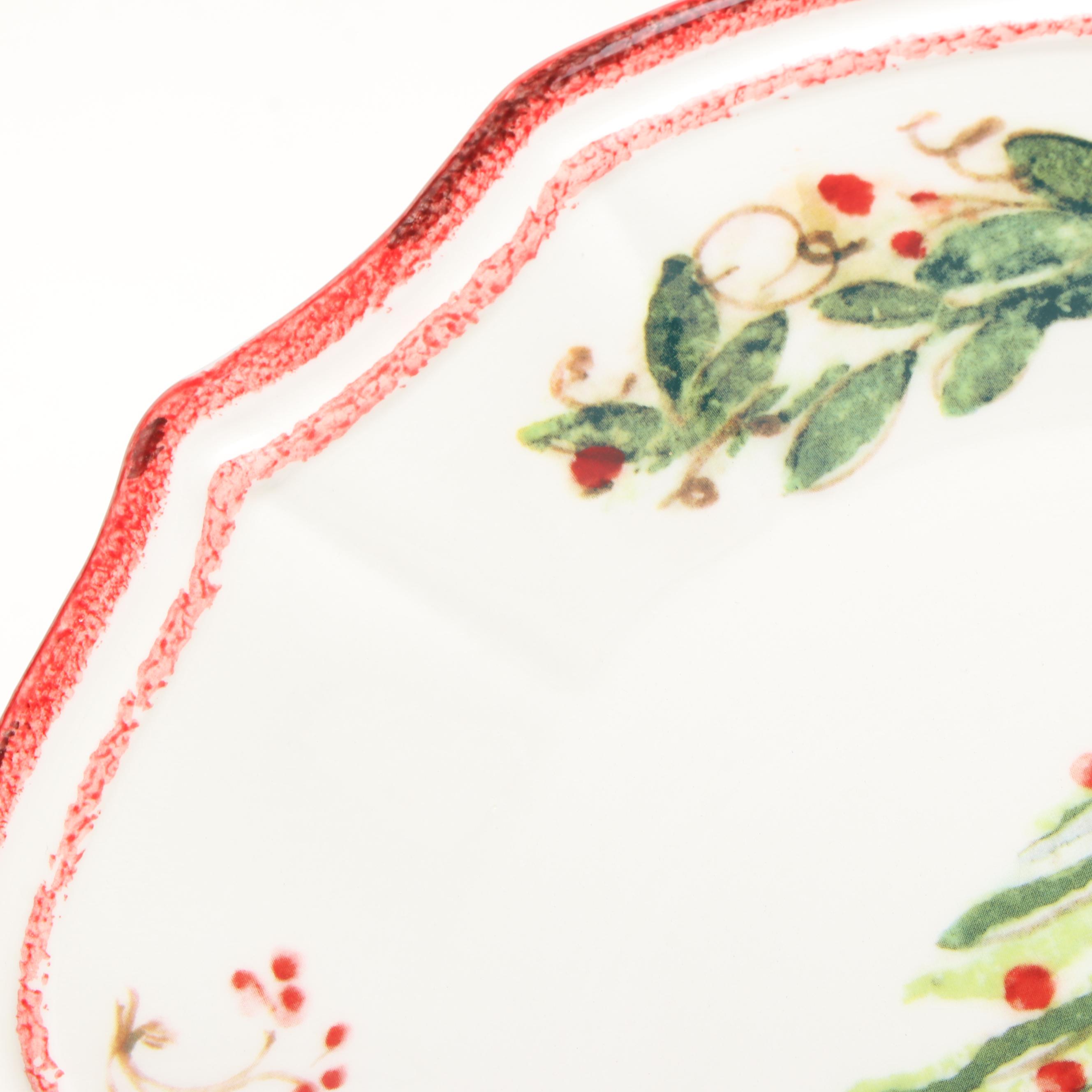 Sur la Table "Holly and Pine" Porcelain Salad and Dinner Plates