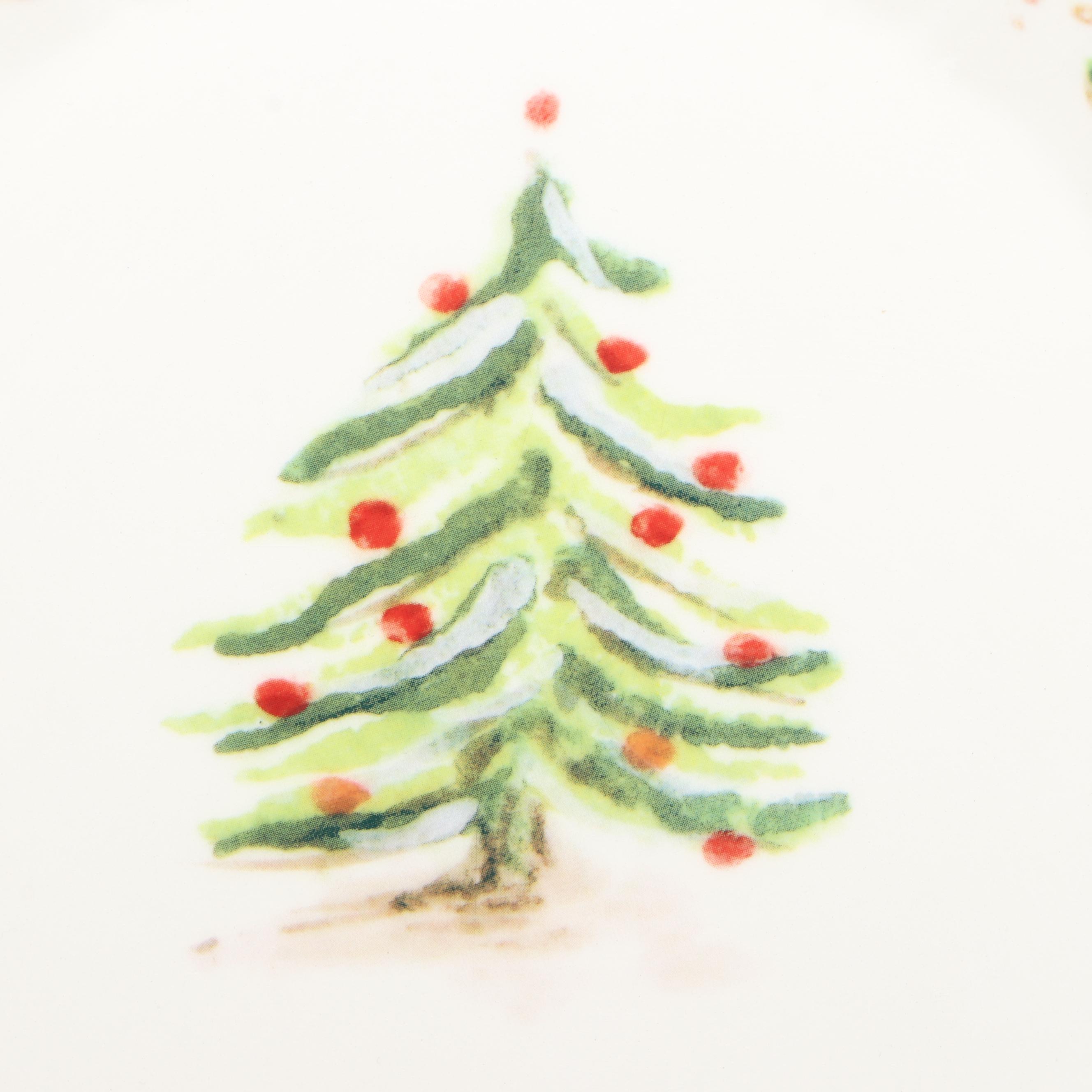 Sur la Table "Holly and Pine" Porcelain Salad and Dinner Plates