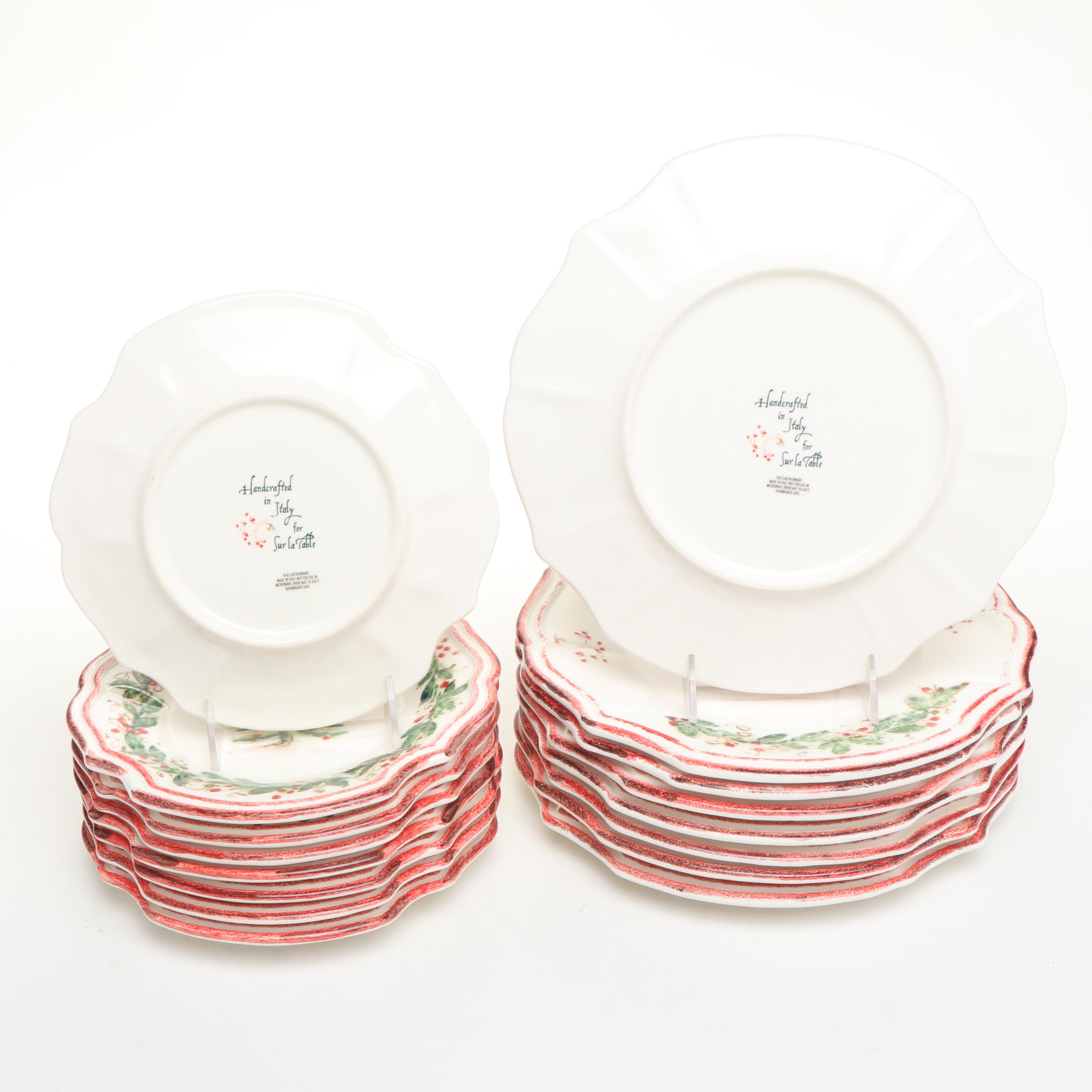 Sur la Table "Holly and Pine" Porcelain Salad and Dinner Plates
