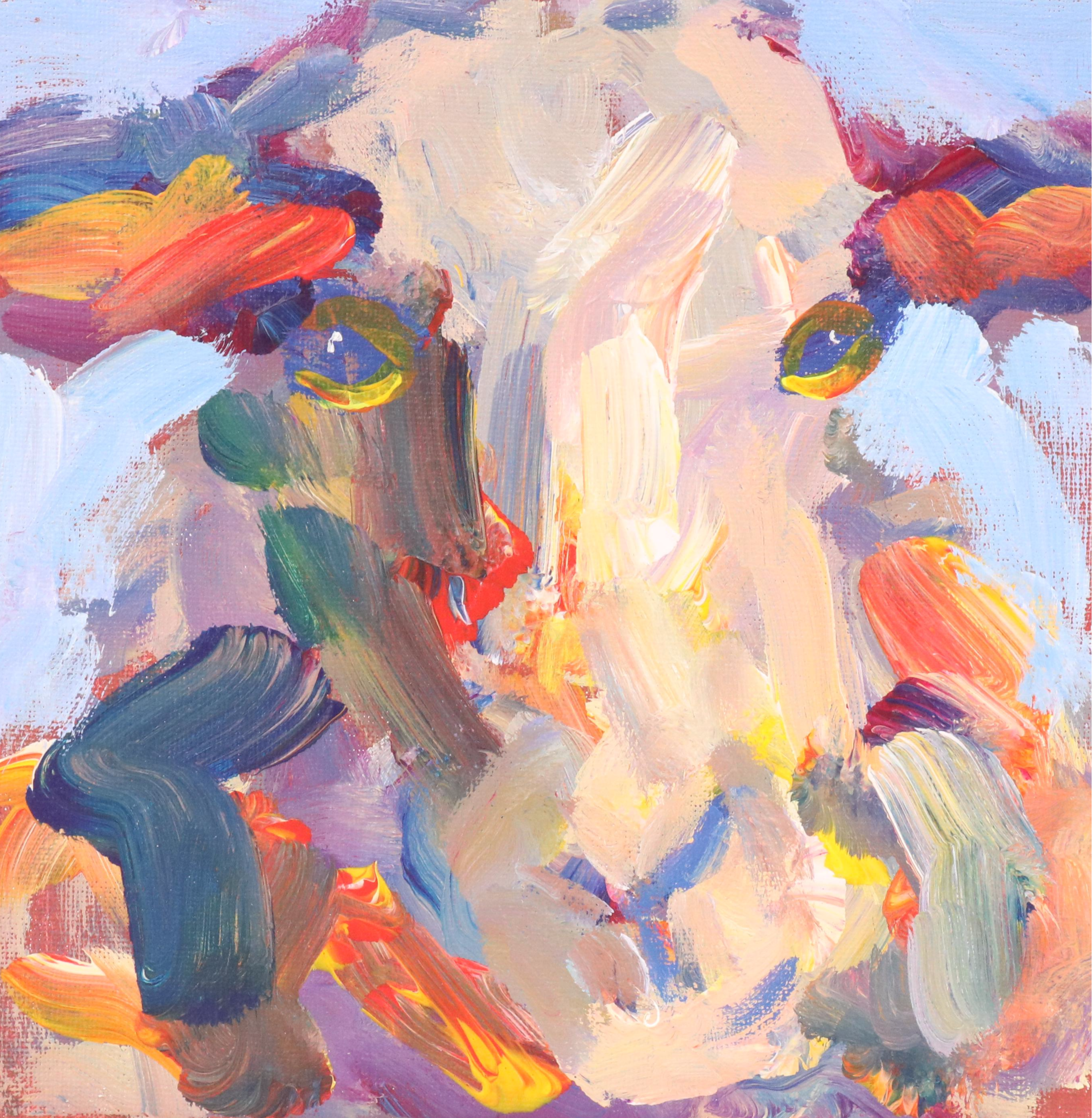Elle Raines Stylized Acrylic Painting "Sheep," 21st Century
