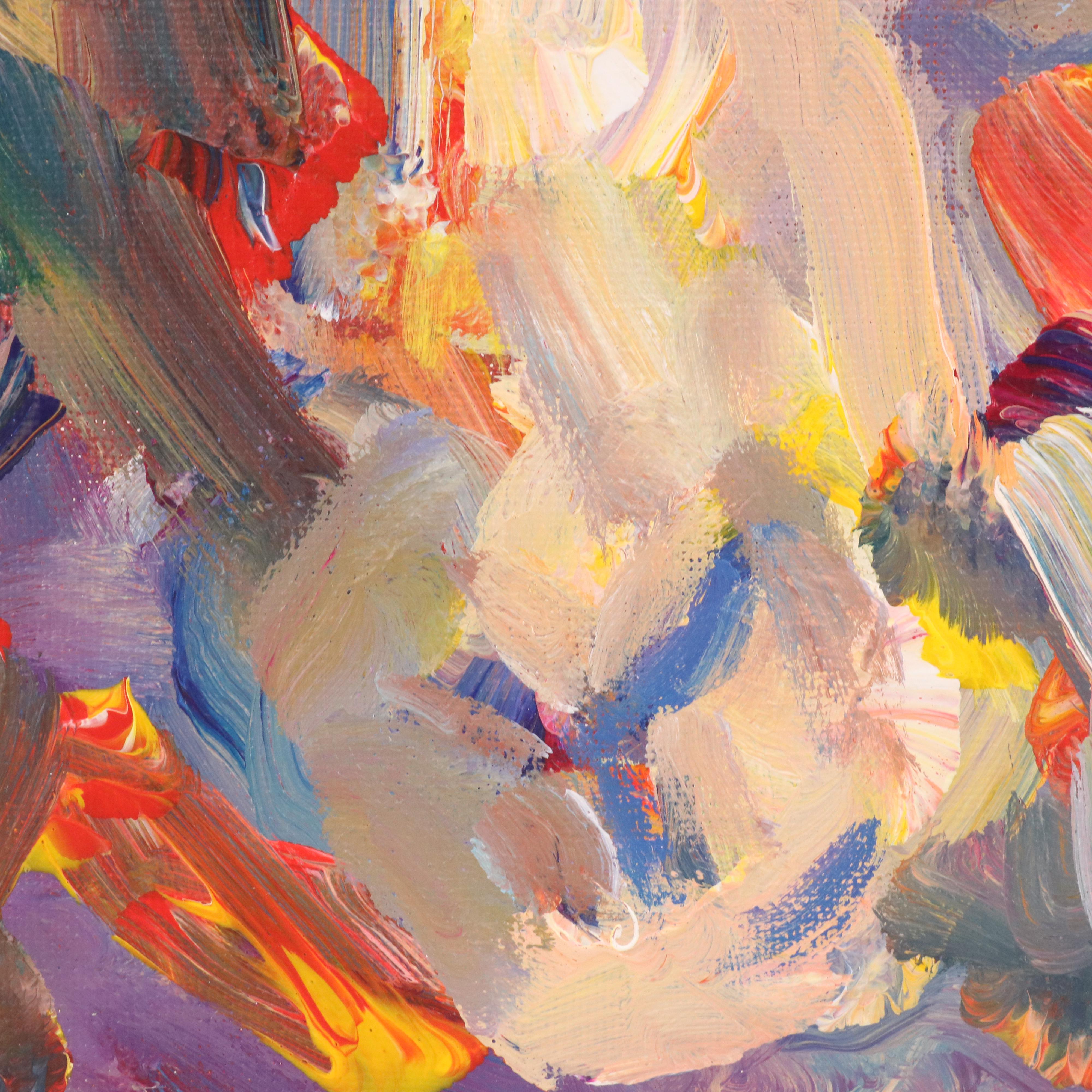 Elle Raines Stylized Acrylic Painting "Sheep," 21st Century