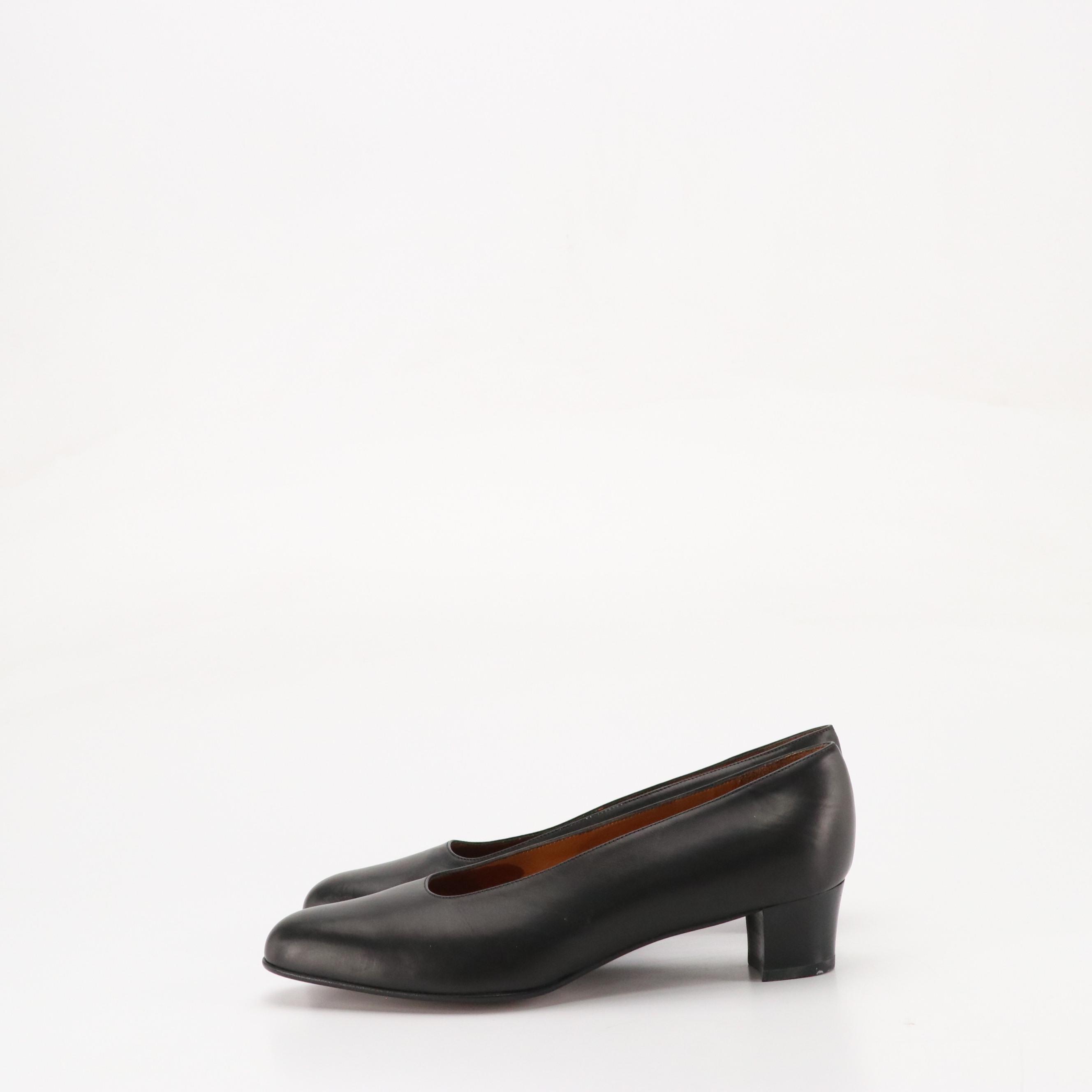 Coach Black Leather Almond Toe Block Heels