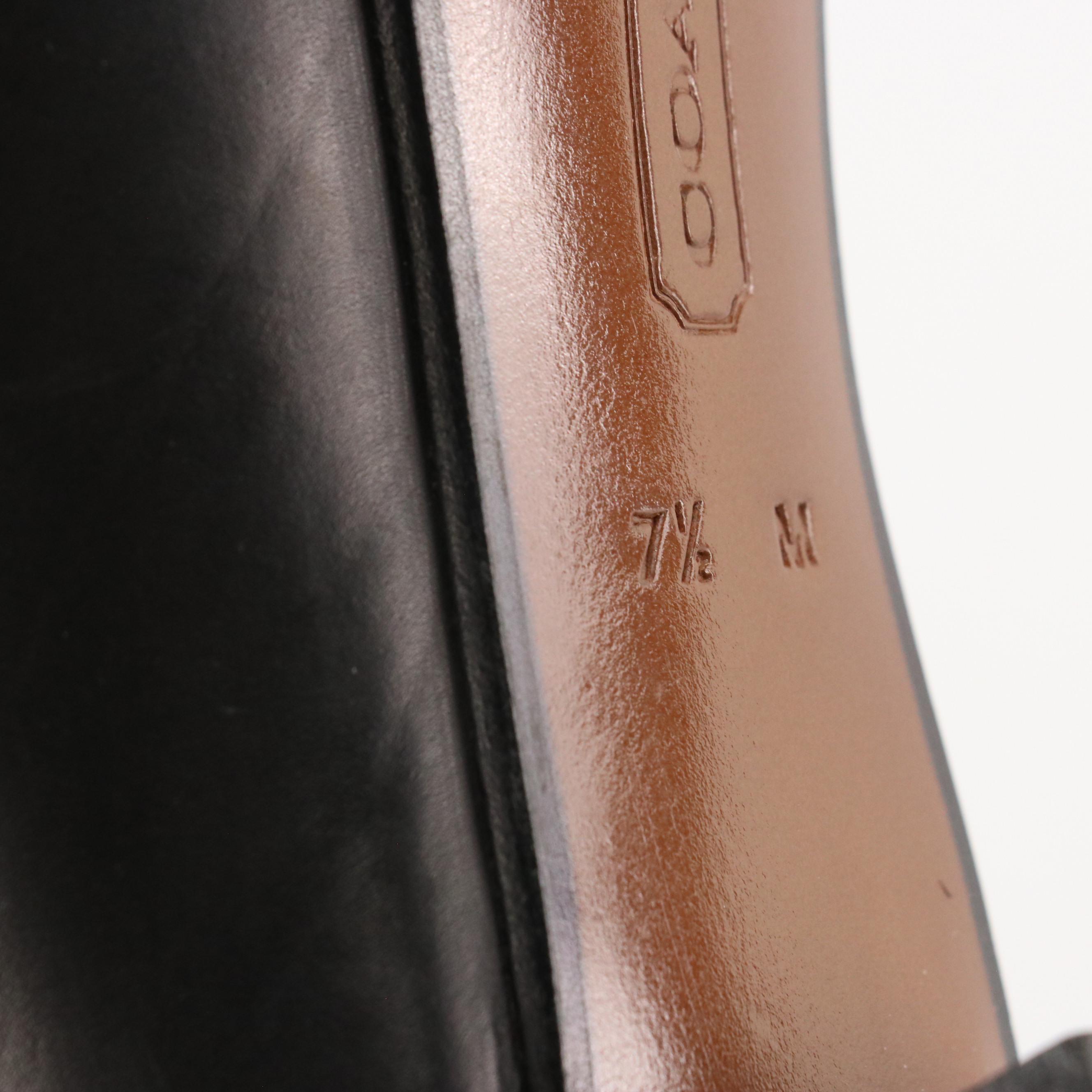 Coach Black Leather Almond Toe Block Heels