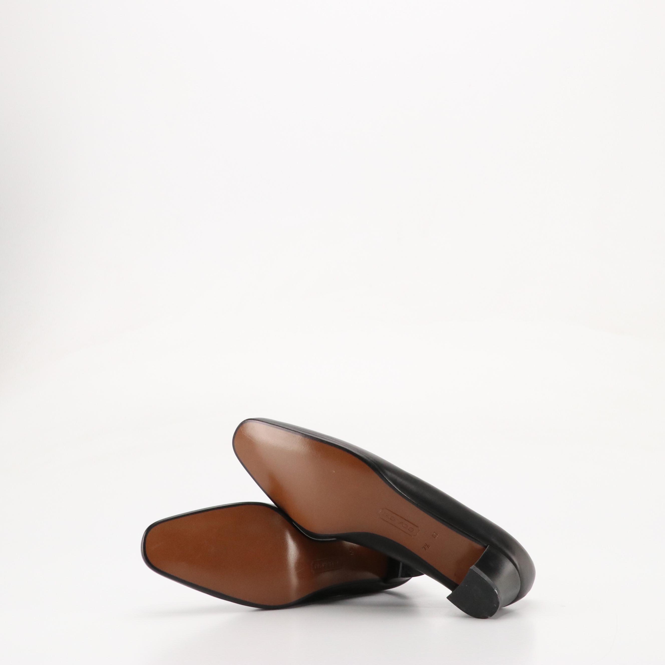 Coach Black Leather Almond Toe Block Heels