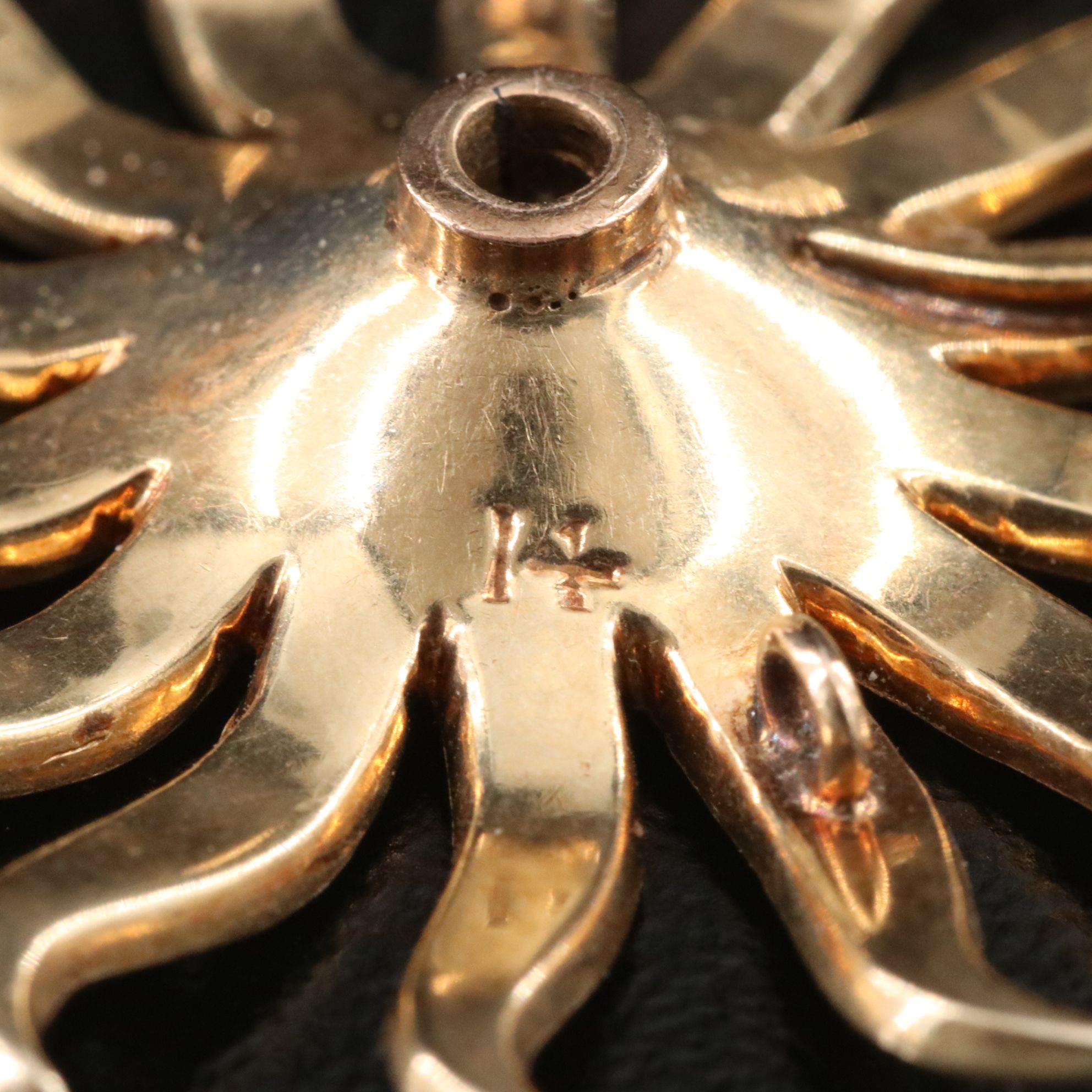 Victorian 14K Diamond and Seed Pearl Sunburst Brooch with a Converter