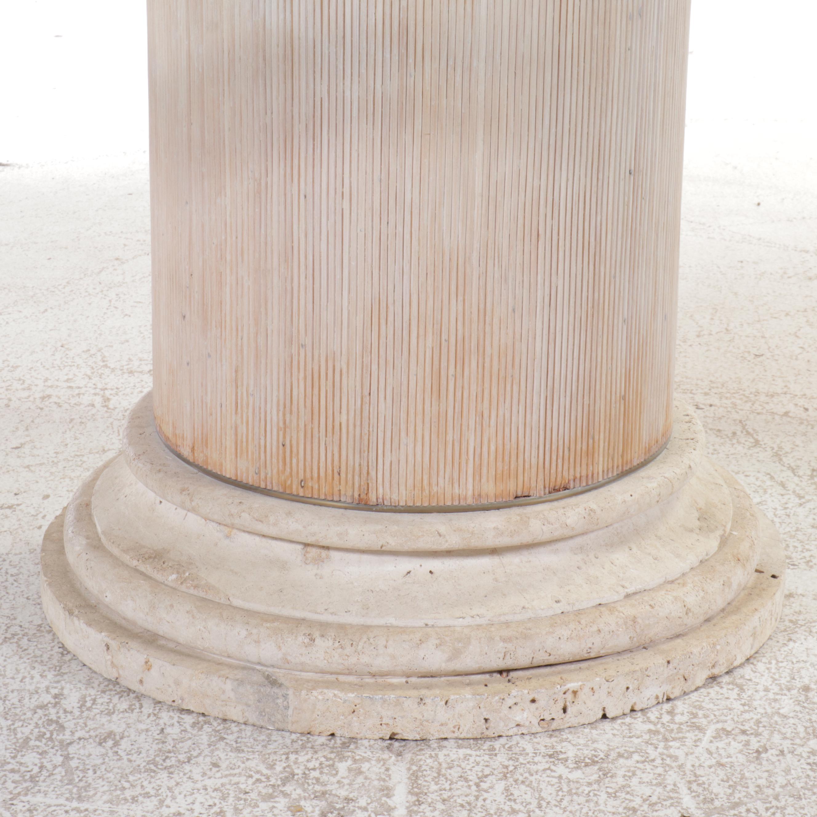 Nine Piece Dining Set Column Pedestal Dining Table with Glass Top