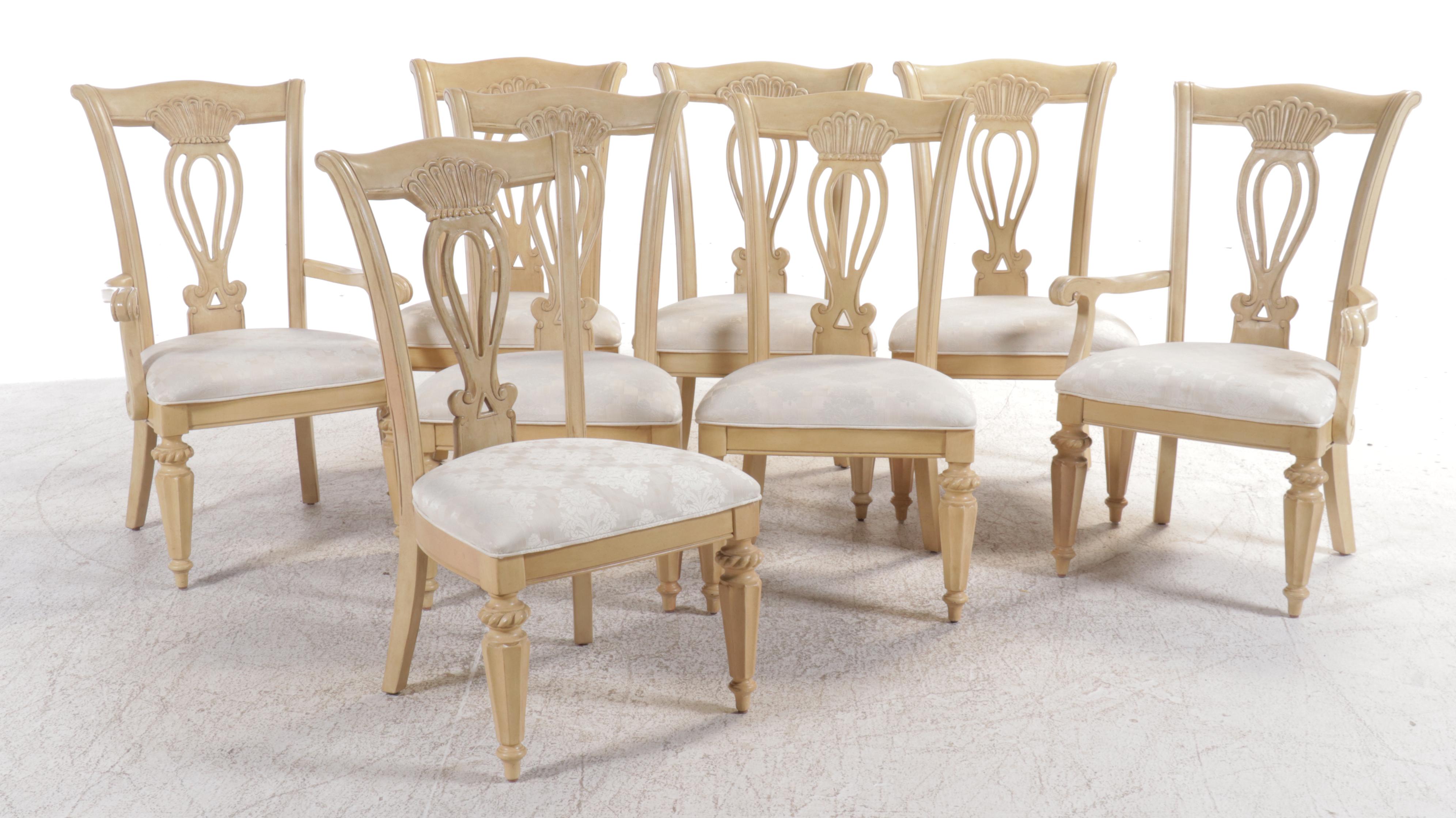 Nine Piece Dining Set Column Pedestal Dining Table with Glass Top