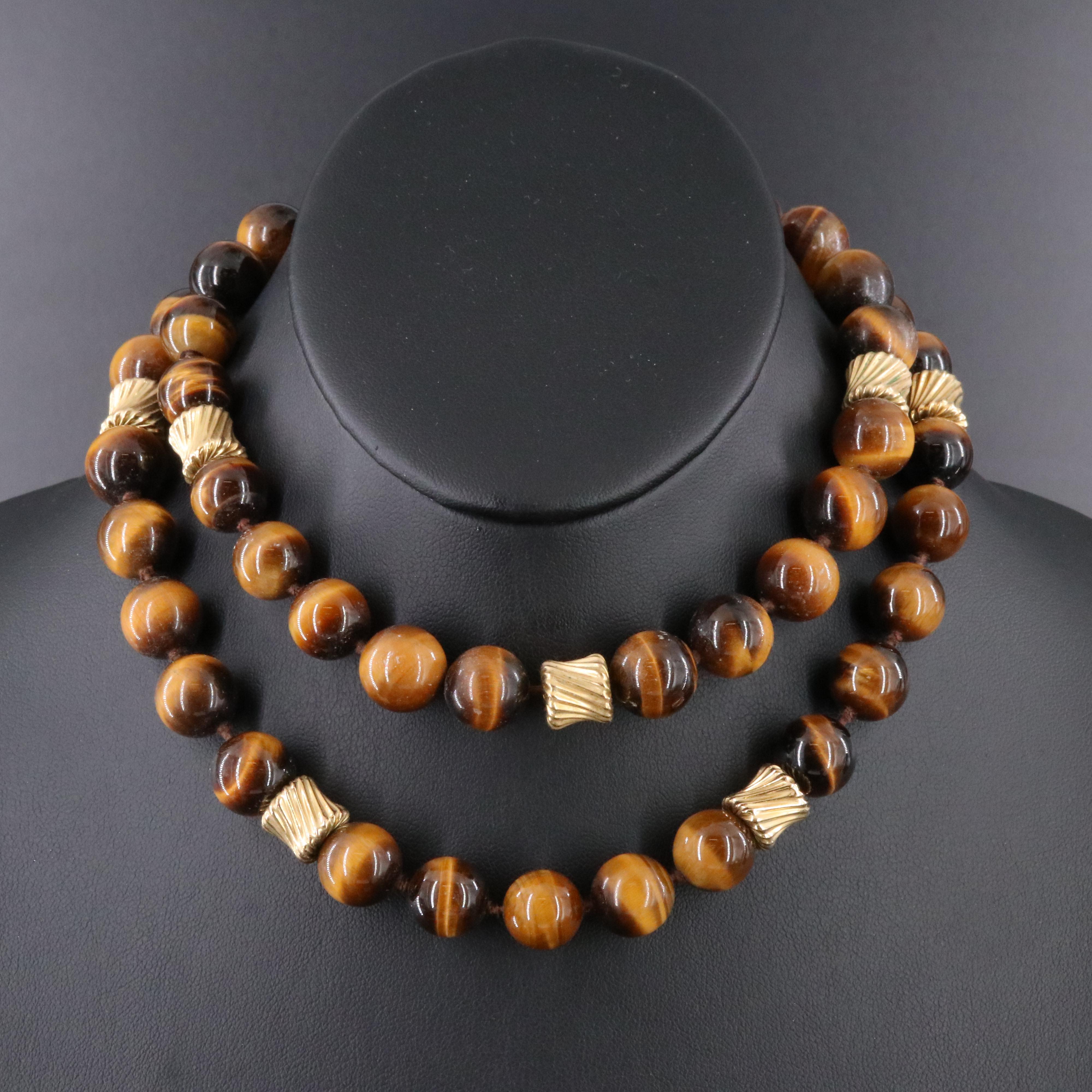 Tiger's Eye Necklace with 14K Clasp