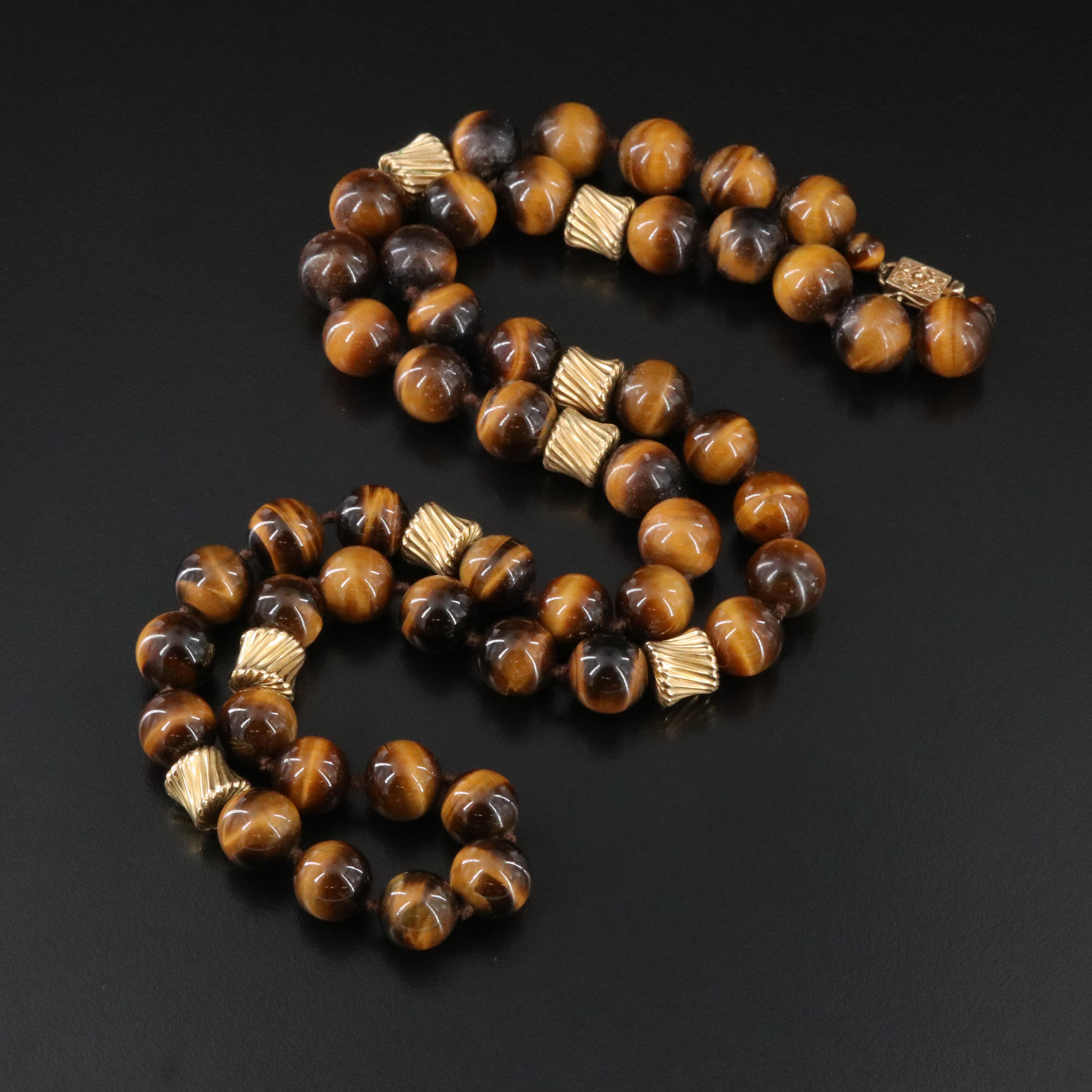 Tiger's Eye Necklace with 14K Clasp