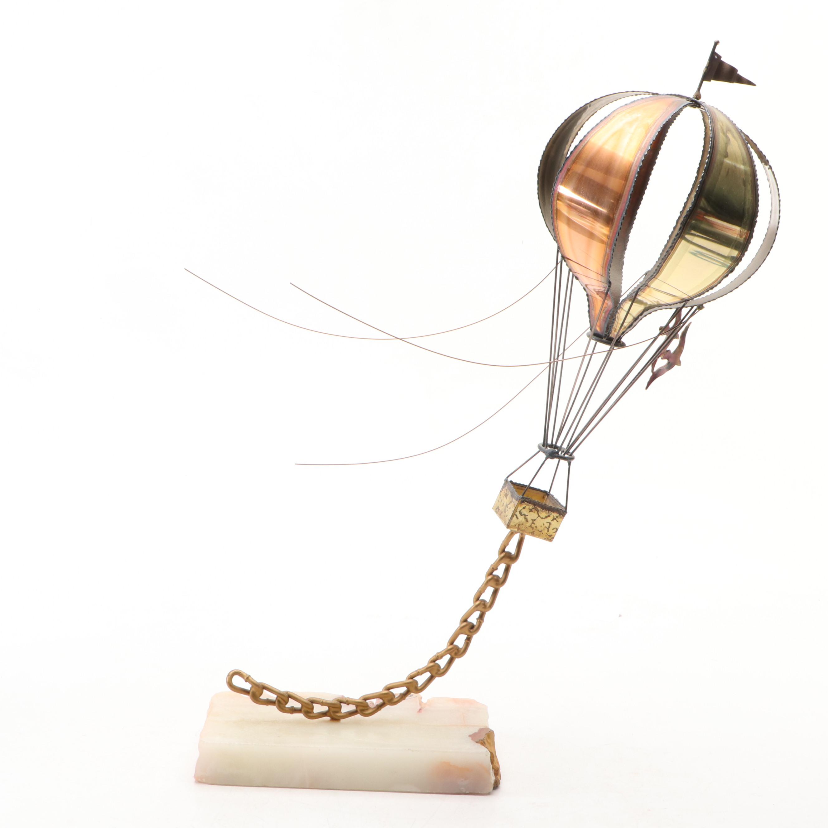John DeMott Brass and Copper Hot Air Balloon Sculpture