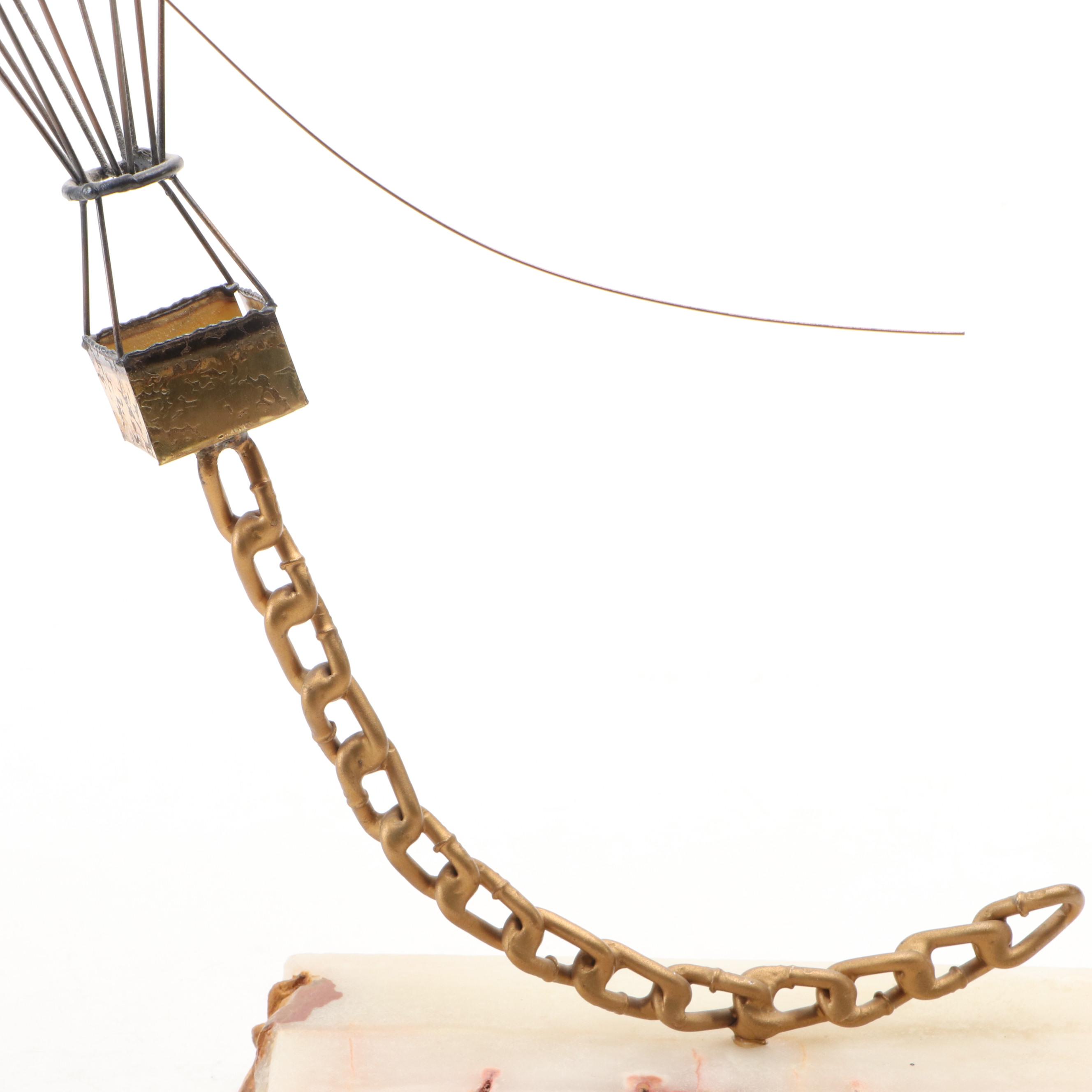 John DeMott Brass and Copper Hot Air Balloon Sculpture