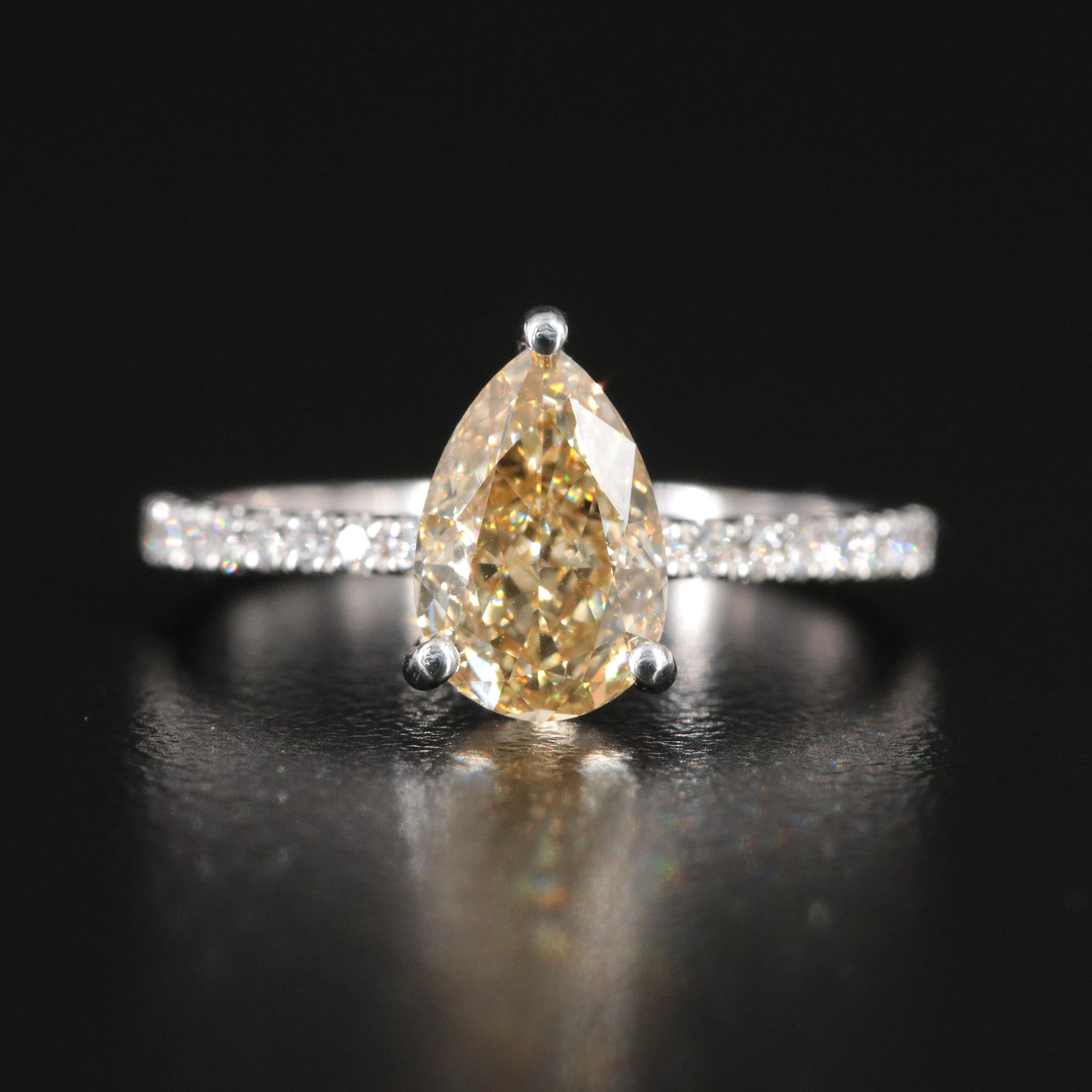 18K 1.78 CTW Lab Grown Diamond Ring with IGI Report and Fancy Yellow Center