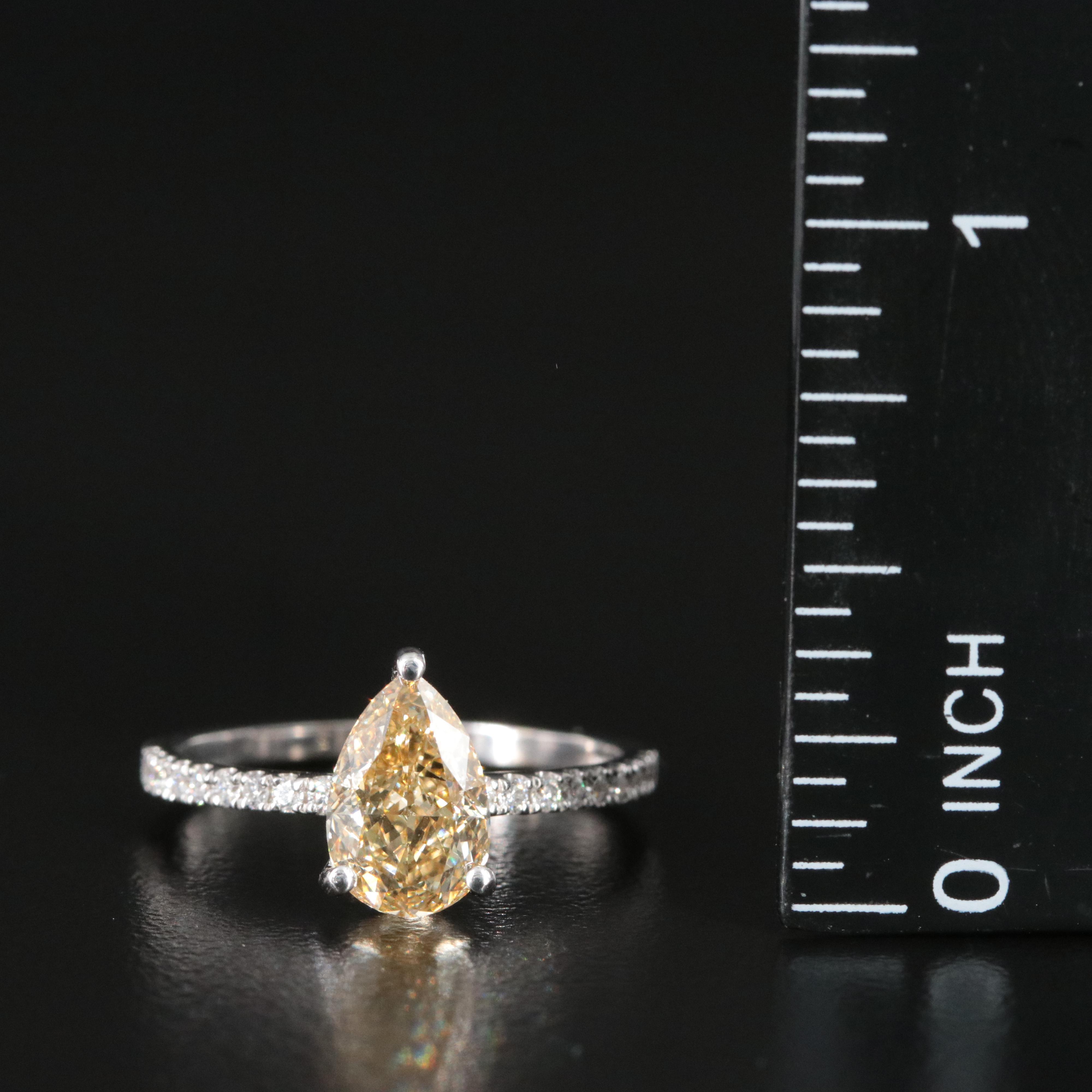 18K 1.78 CTW Lab Grown Diamond Ring with IGI Report and Fancy Yellow Center