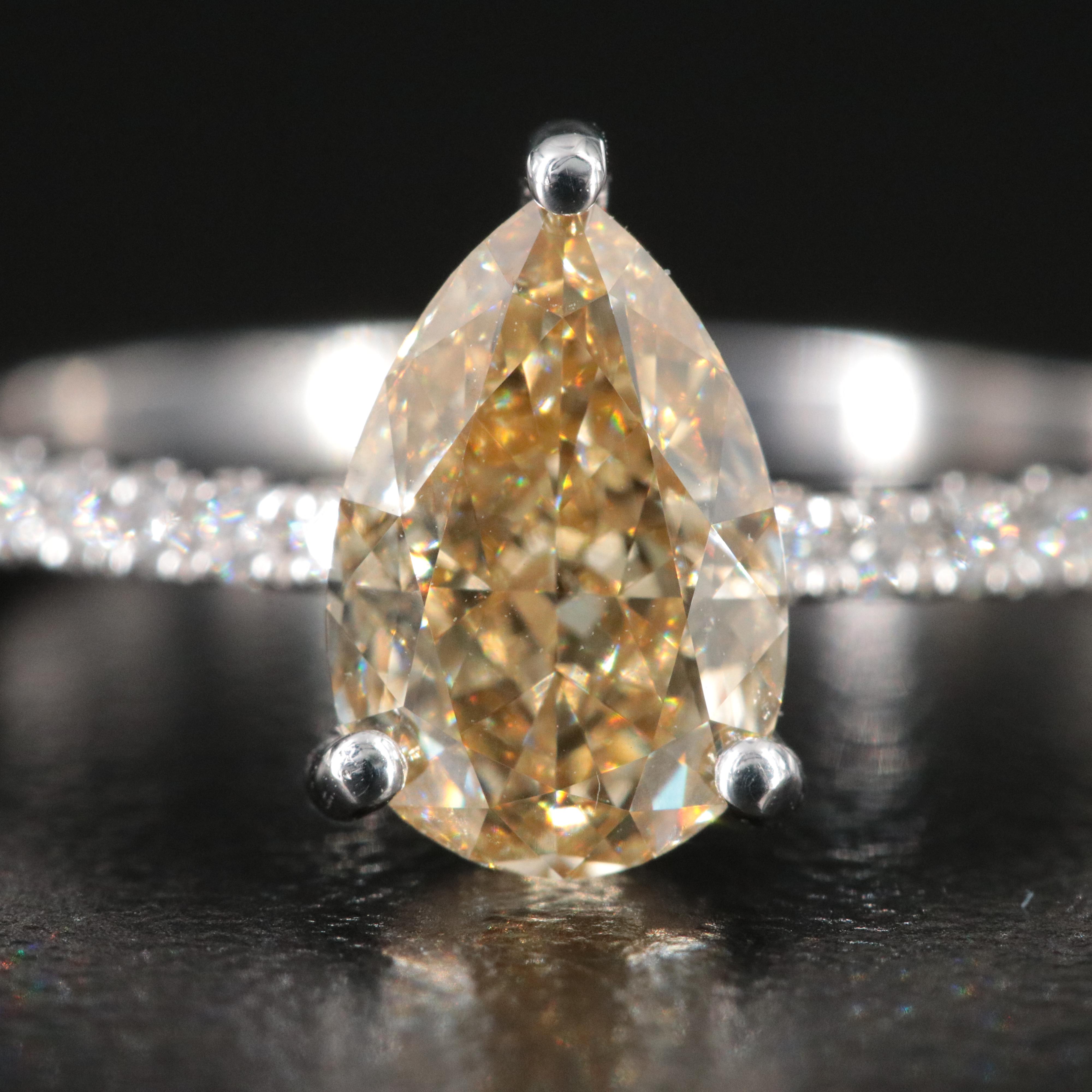 18K 1.78 CTW Lab Grown Diamond Ring with IGI Report and Fancy Yellow Center