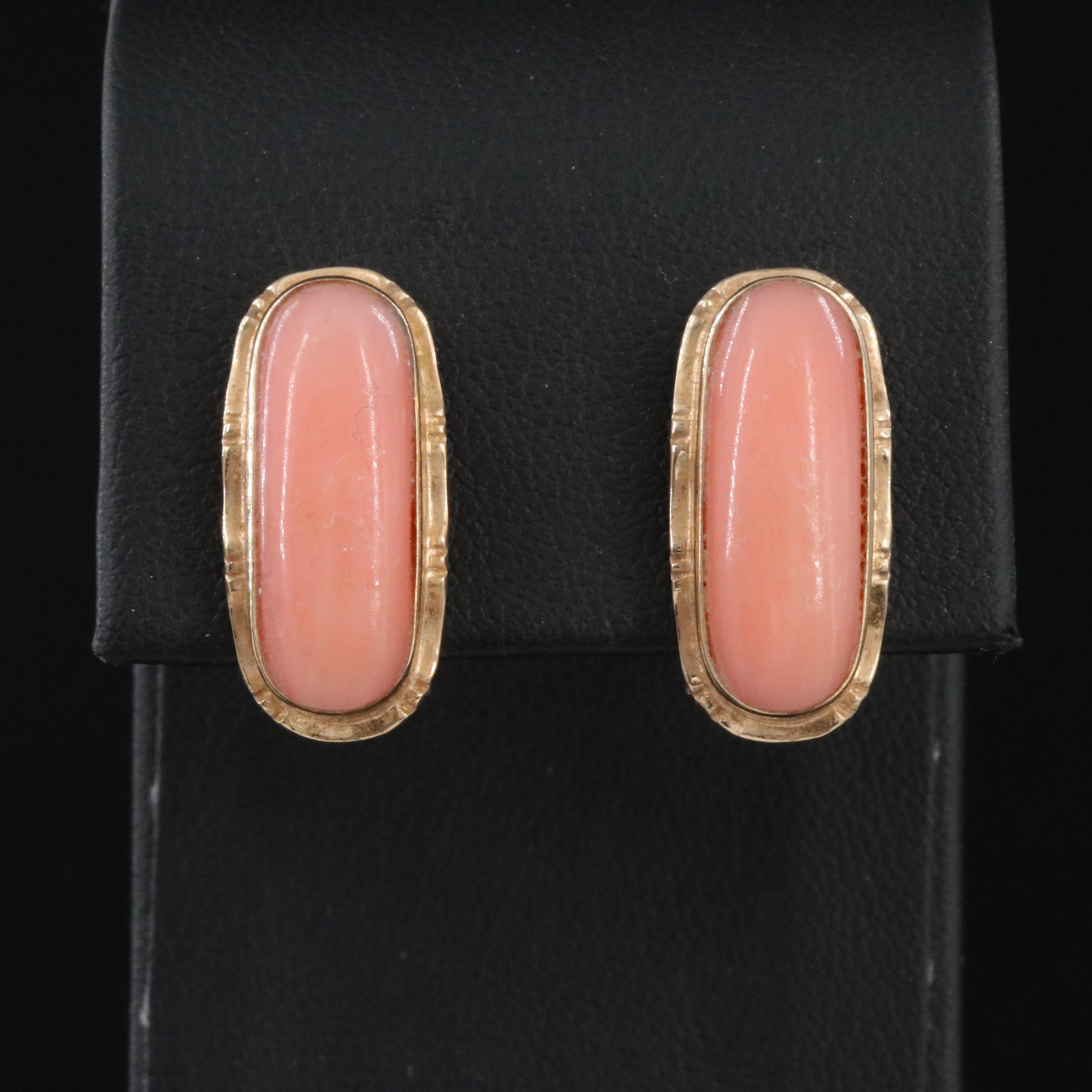 14K Coral Saddle Earrings