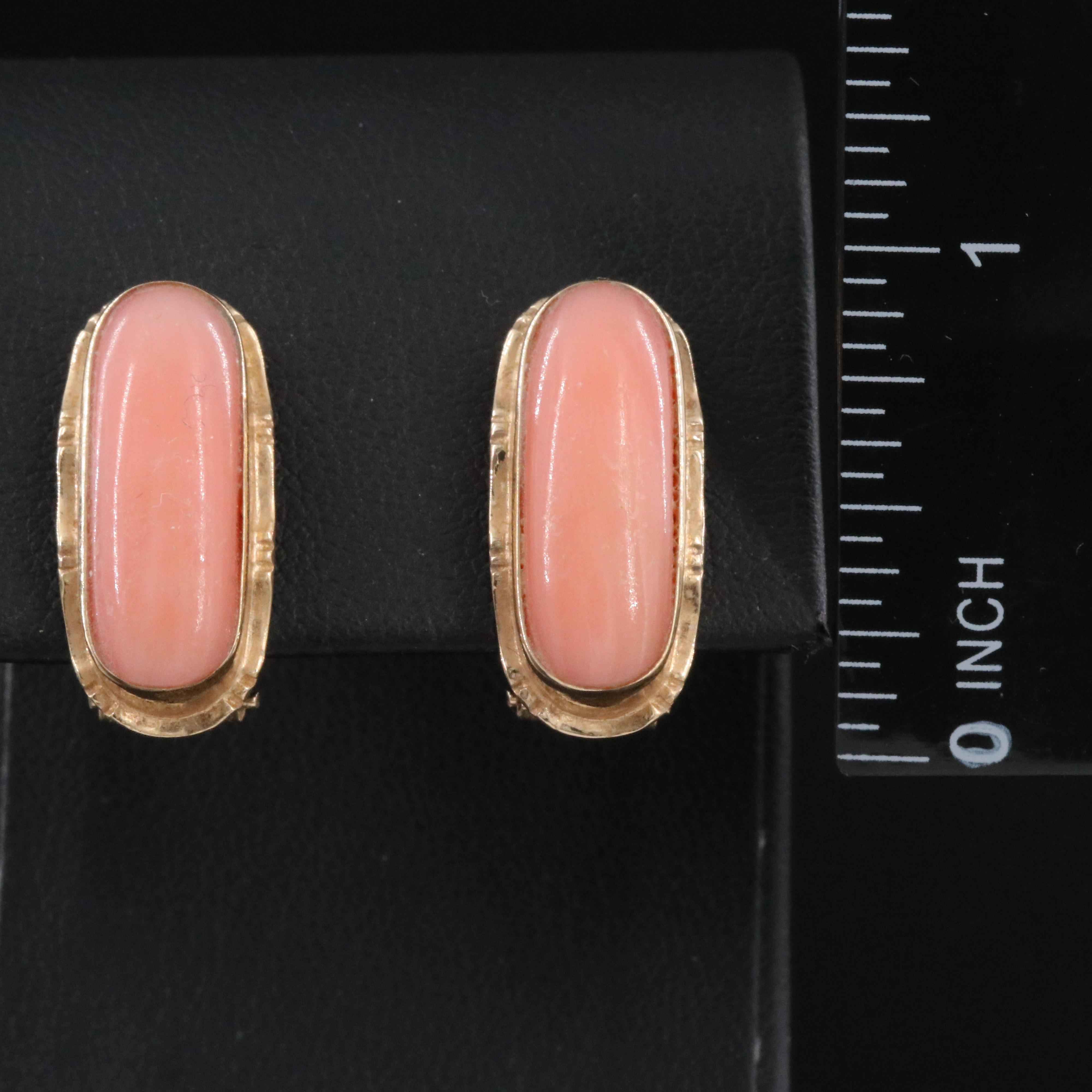 14K Coral Saddle Earrings