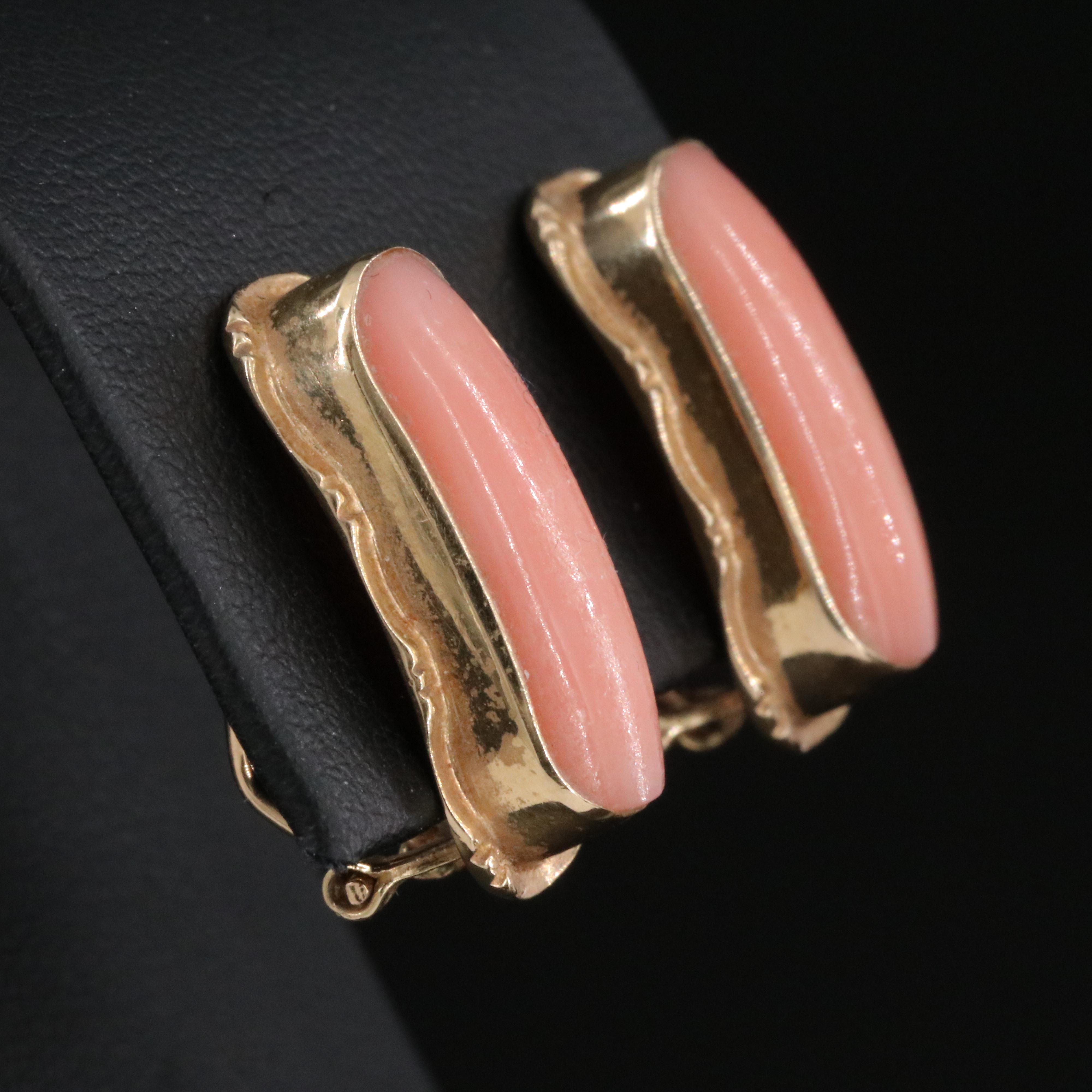 14K Coral Saddle Earrings