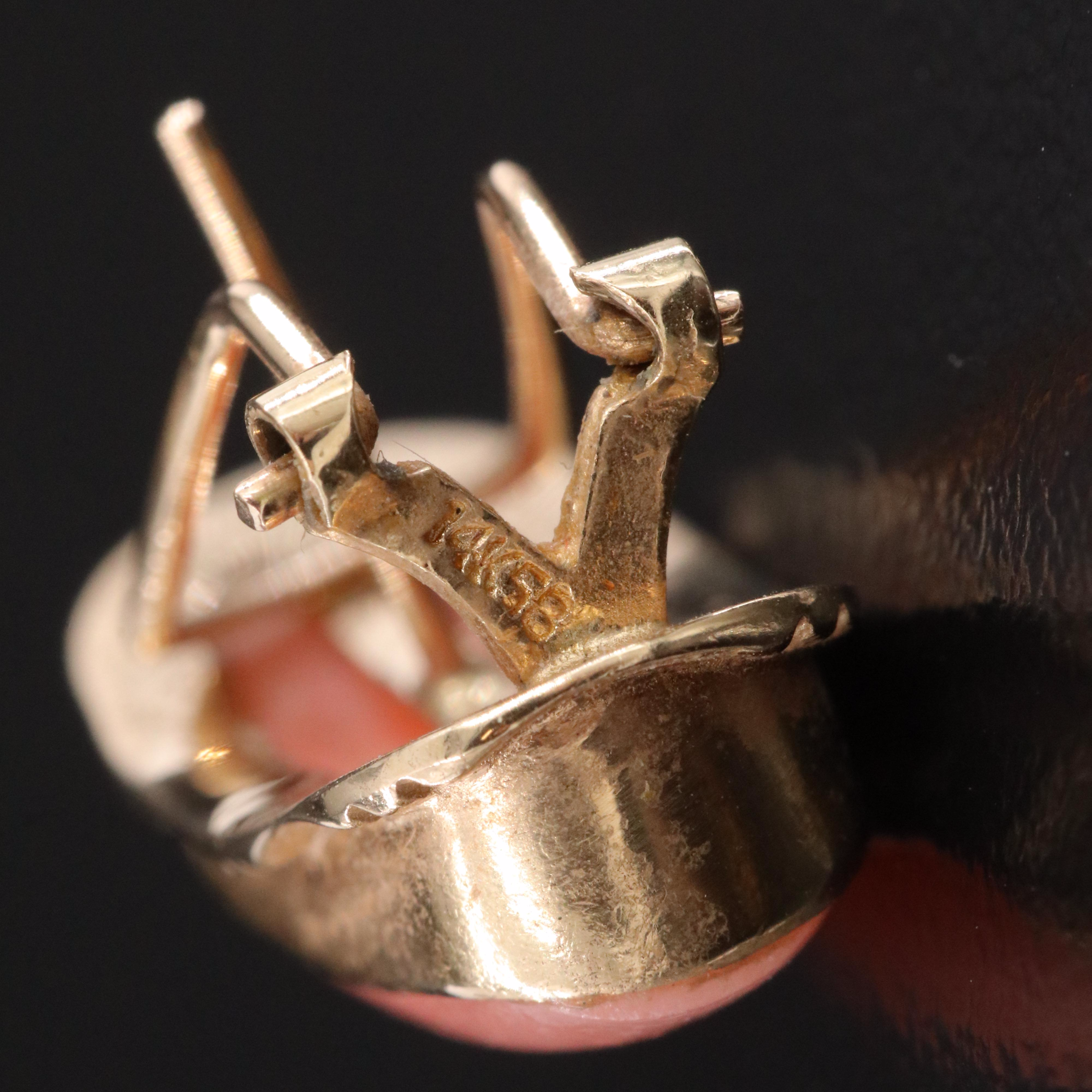 14K Coral Saddle Earrings