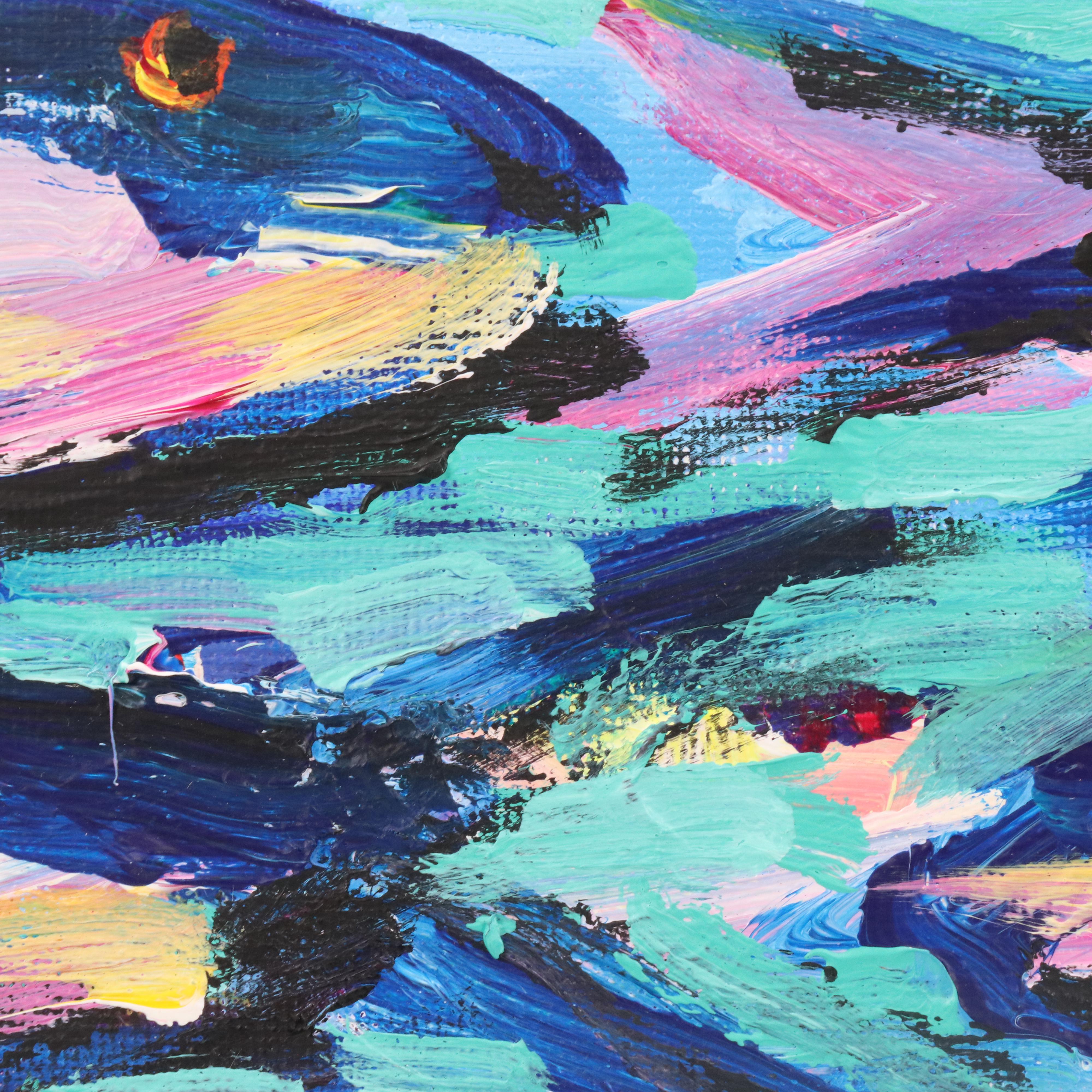 Elle Raines Stylized Acrylic Painting "Sardines," 21st Century