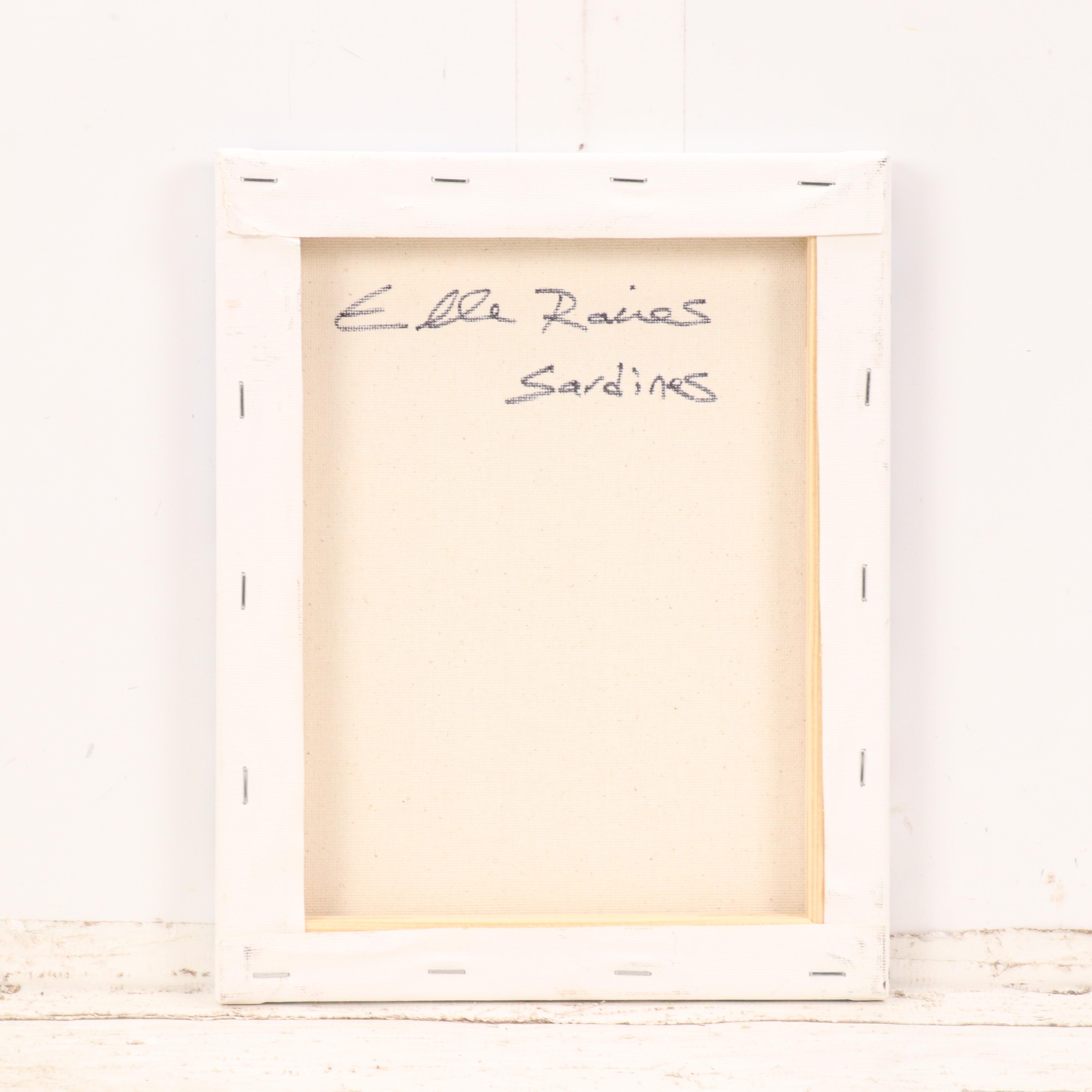 Elle Raines Stylized Acrylic Painting "Sardines," 21st Century