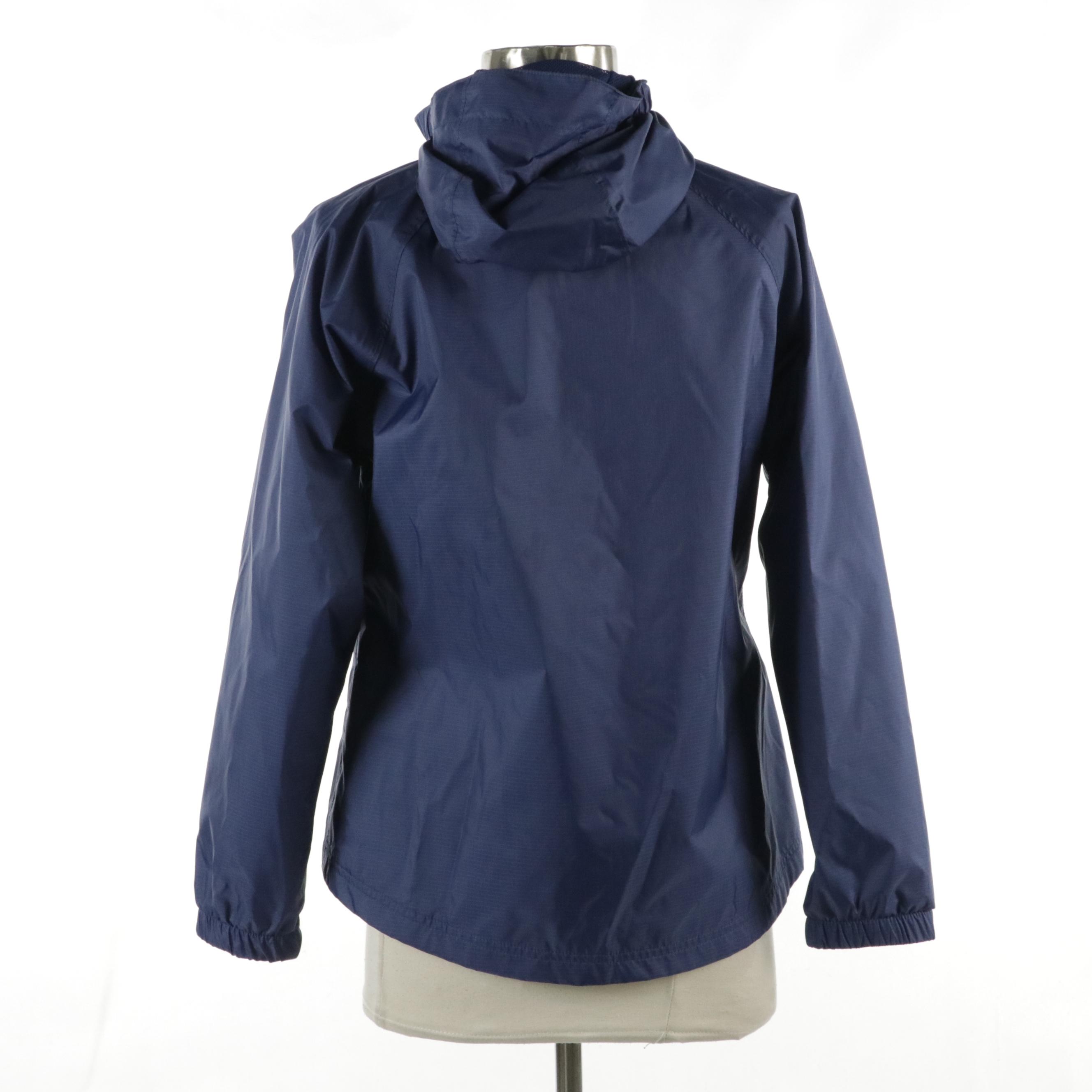 L.L. Bean Hooded Zip-Up Rain Jacket in Blue Nylon