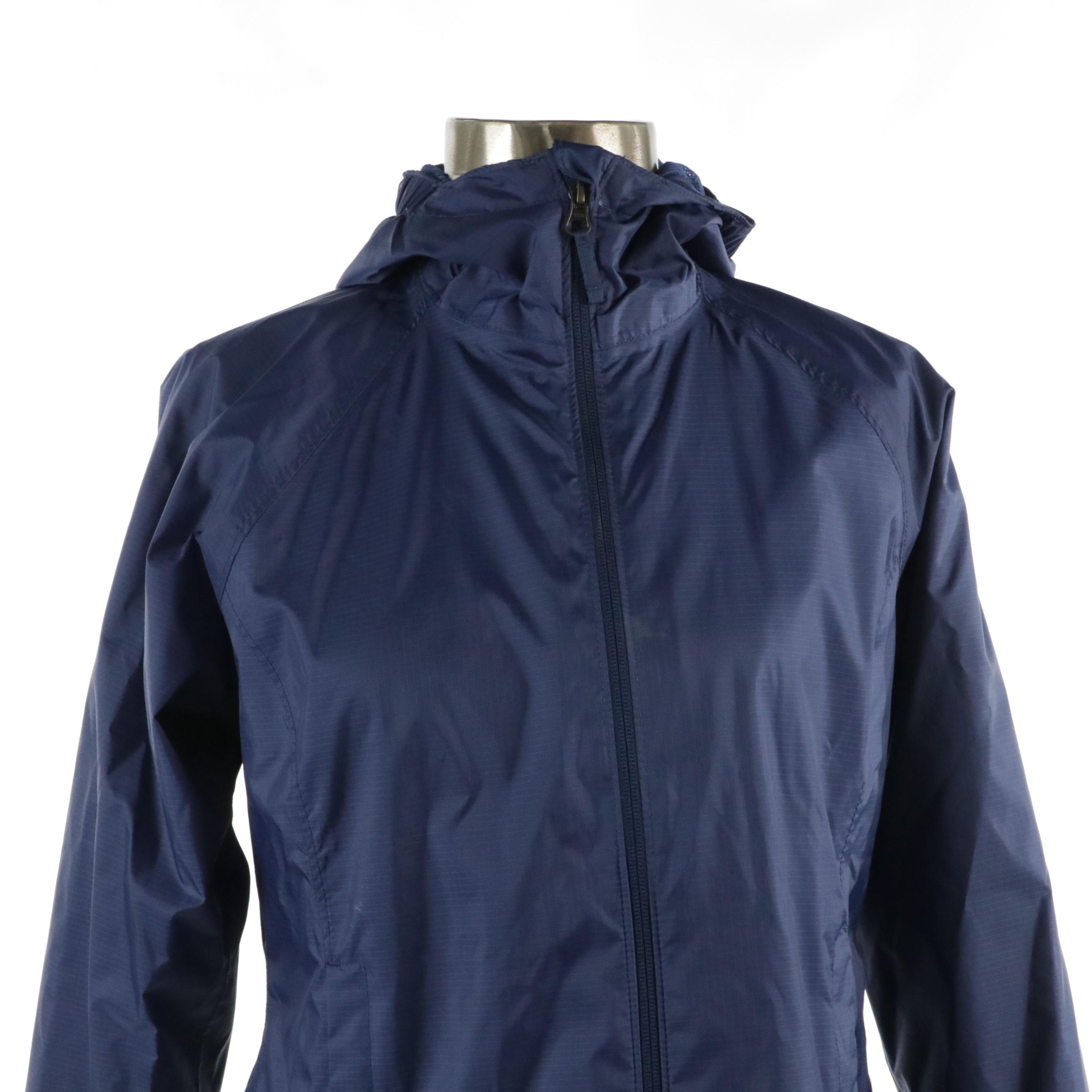 L.L. Bean Hooded Zip-Up Rain Jacket in Blue Nylon