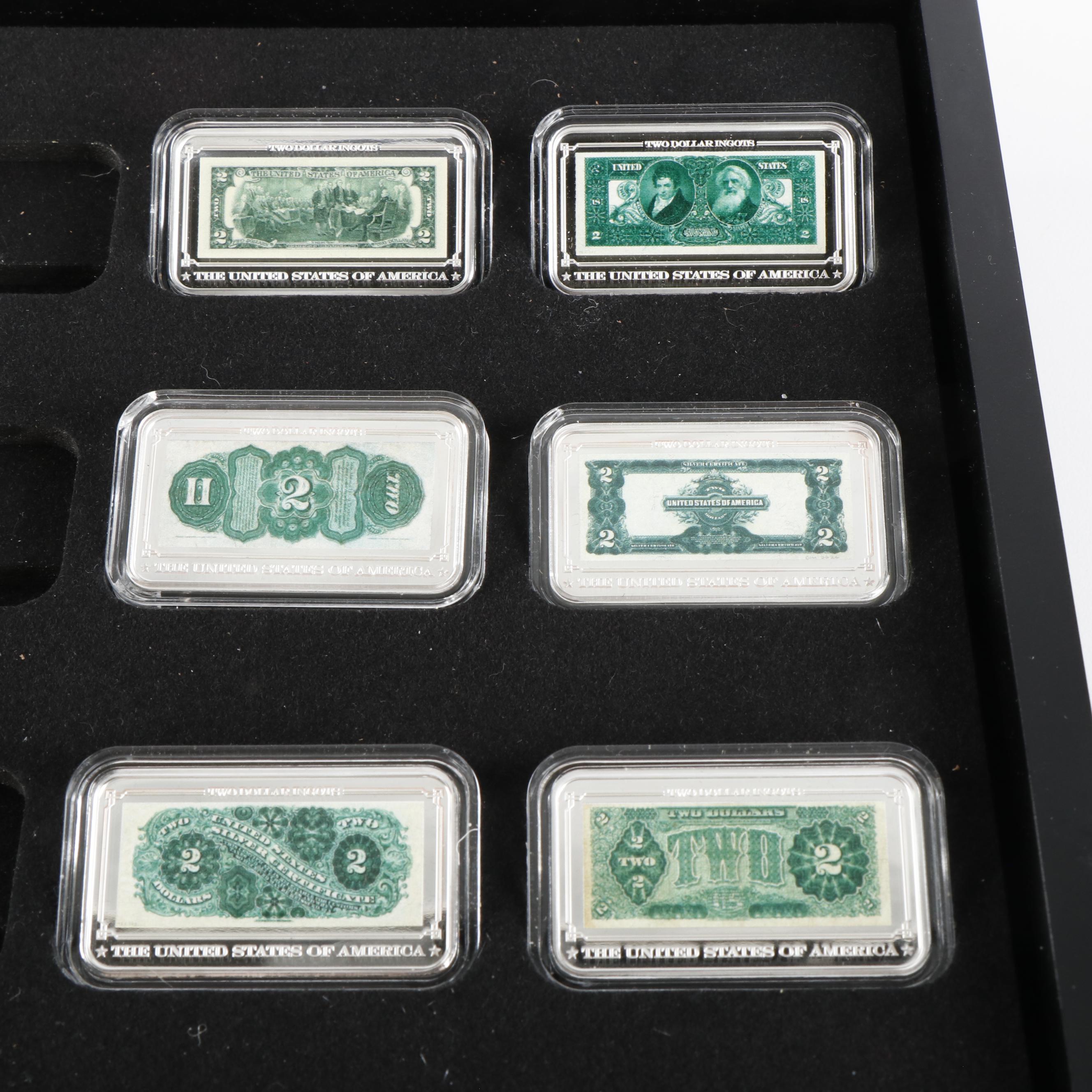 Two Sets of Gold and Silver-Plated Commemorative Coins and Ingots