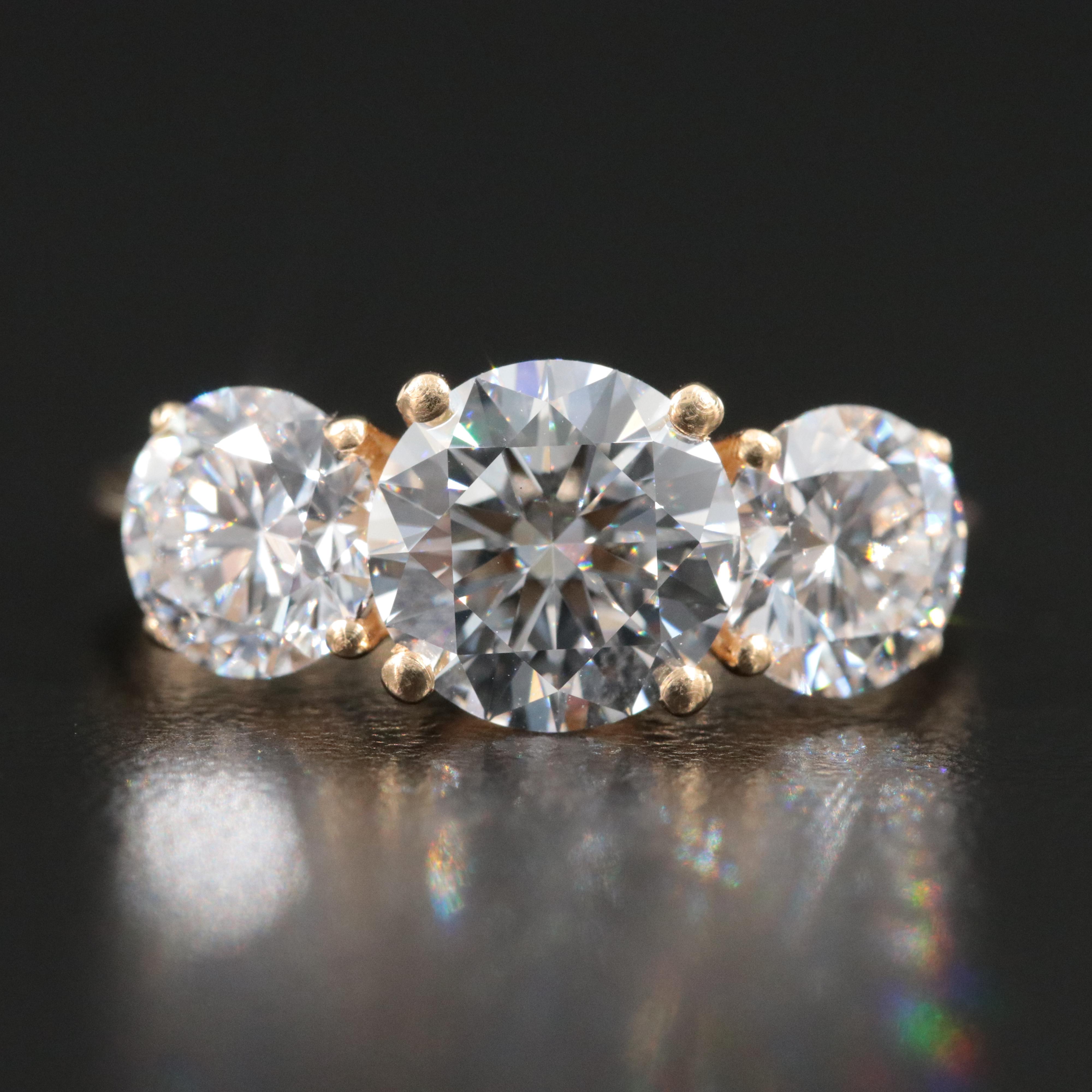 18K 3.95 CTW Lab Grown Diamond Three Stone Ring with IGI Report