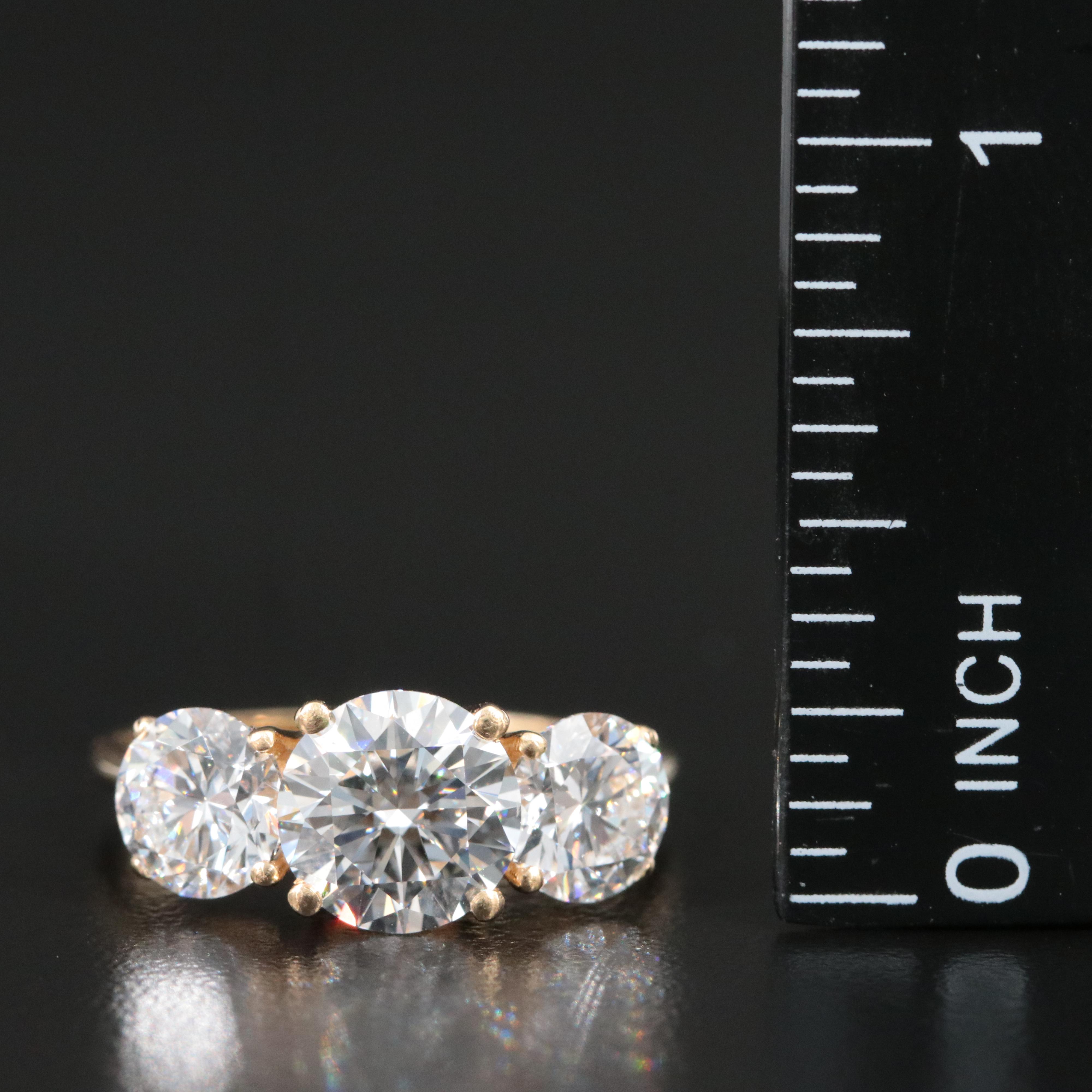 18K 3.95 CTW Lab Grown Diamond Three Stone Ring with IGI Report
