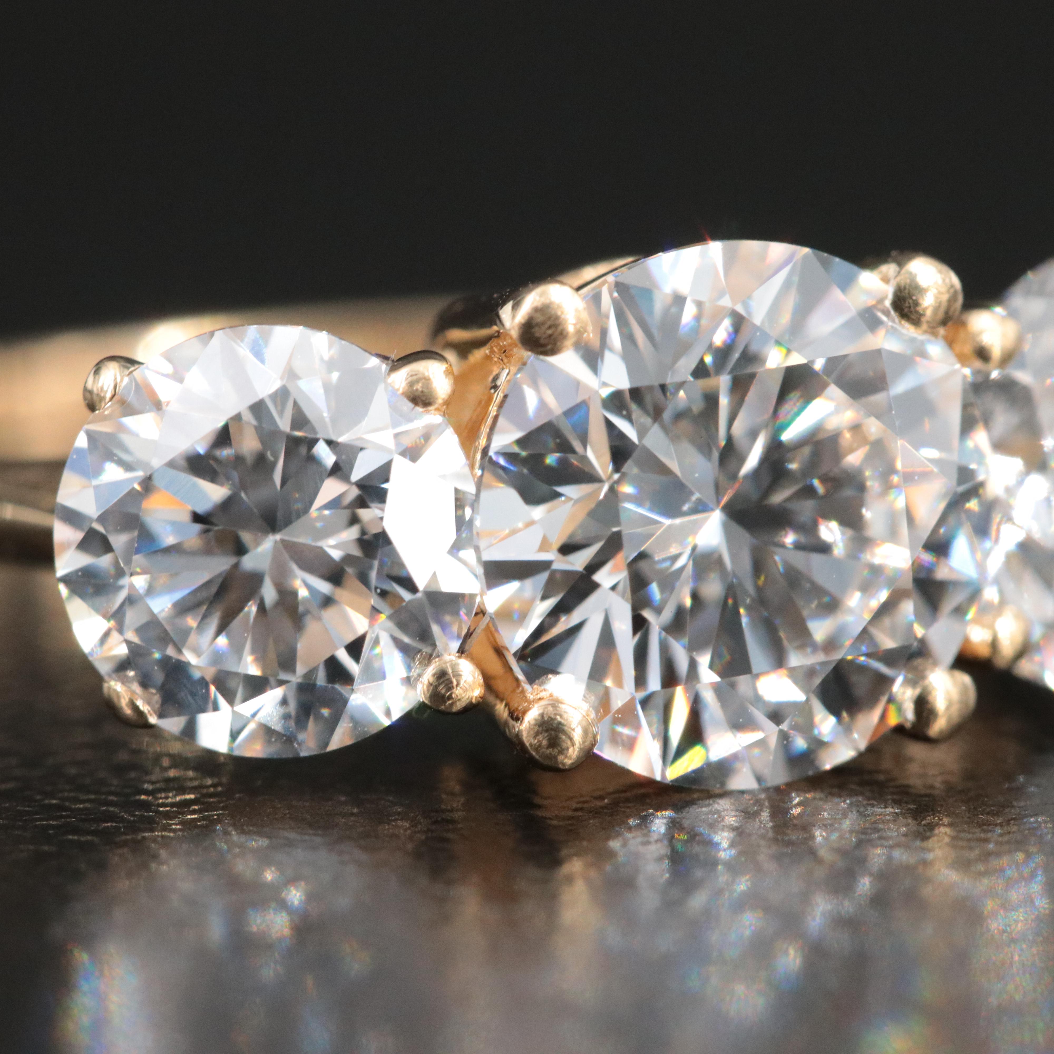 18K 3.95 CTW Lab Grown Diamond Three Stone Ring with IGI Report