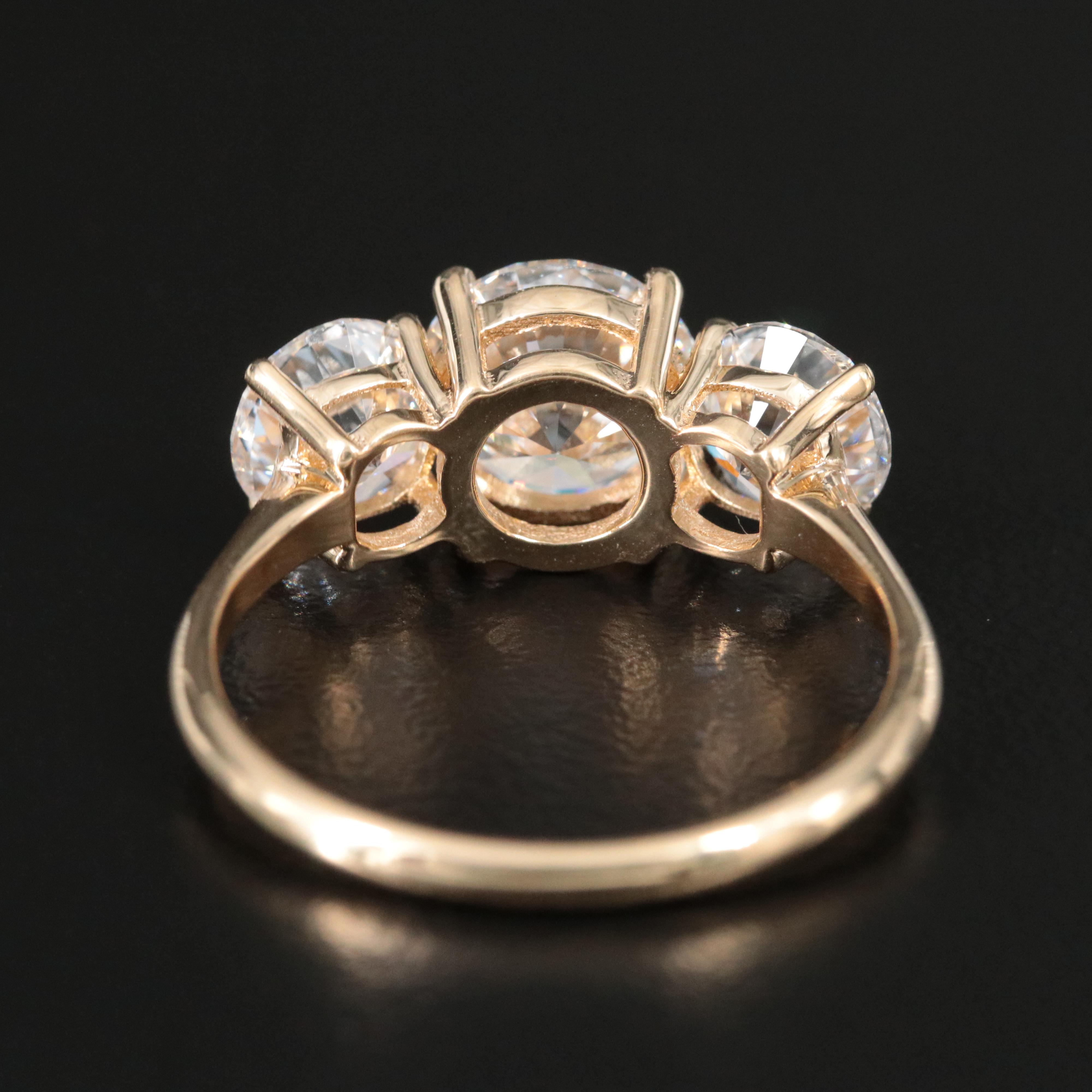 18K 3.95 CTW Lab Grown Diamond Three Stone Ring with IGI Report