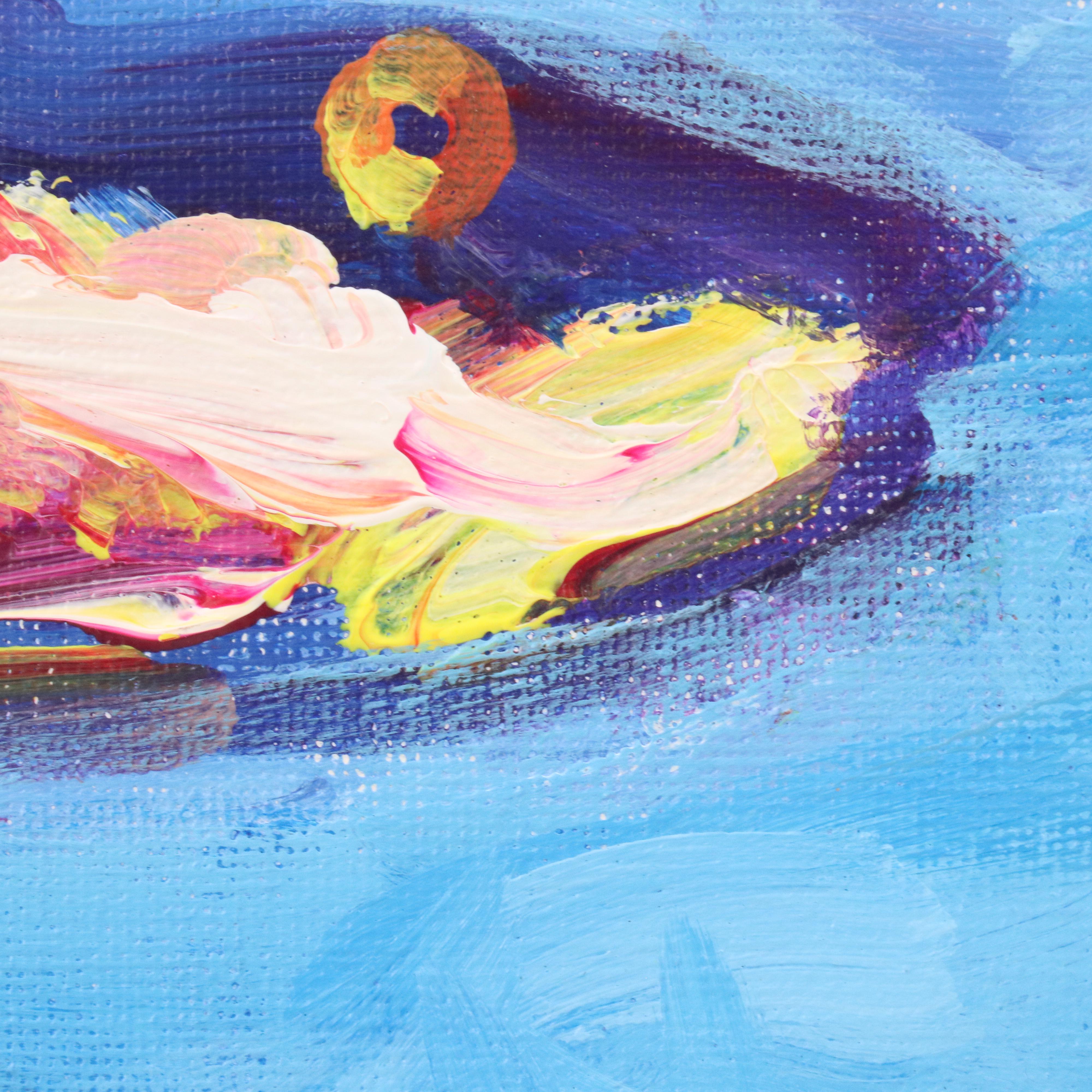 Elle Raines Stylized Acrylic Painting "Sardines," 21st Century