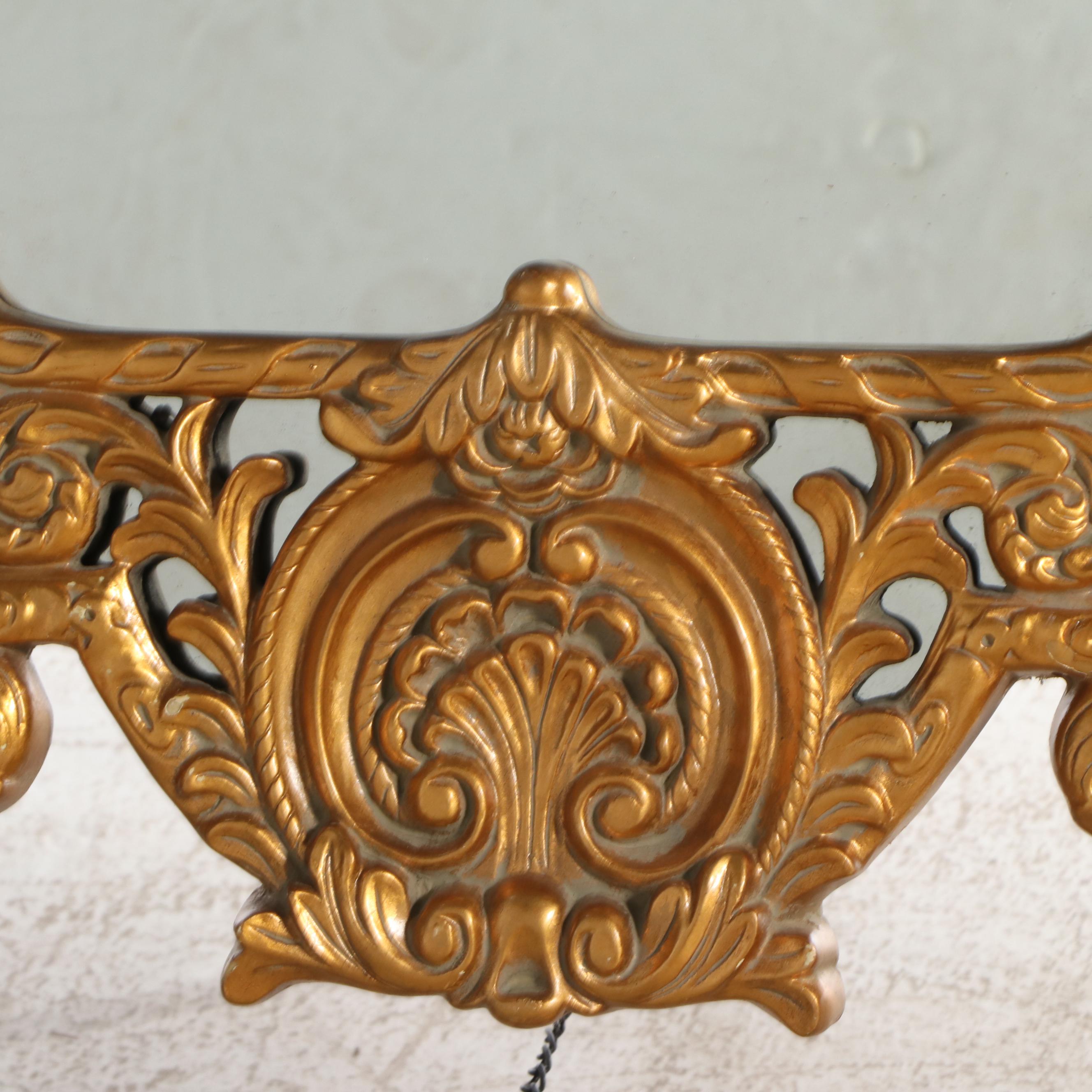 Baroque Style Gilt Full-Length Wall Mirror with Metal Easel