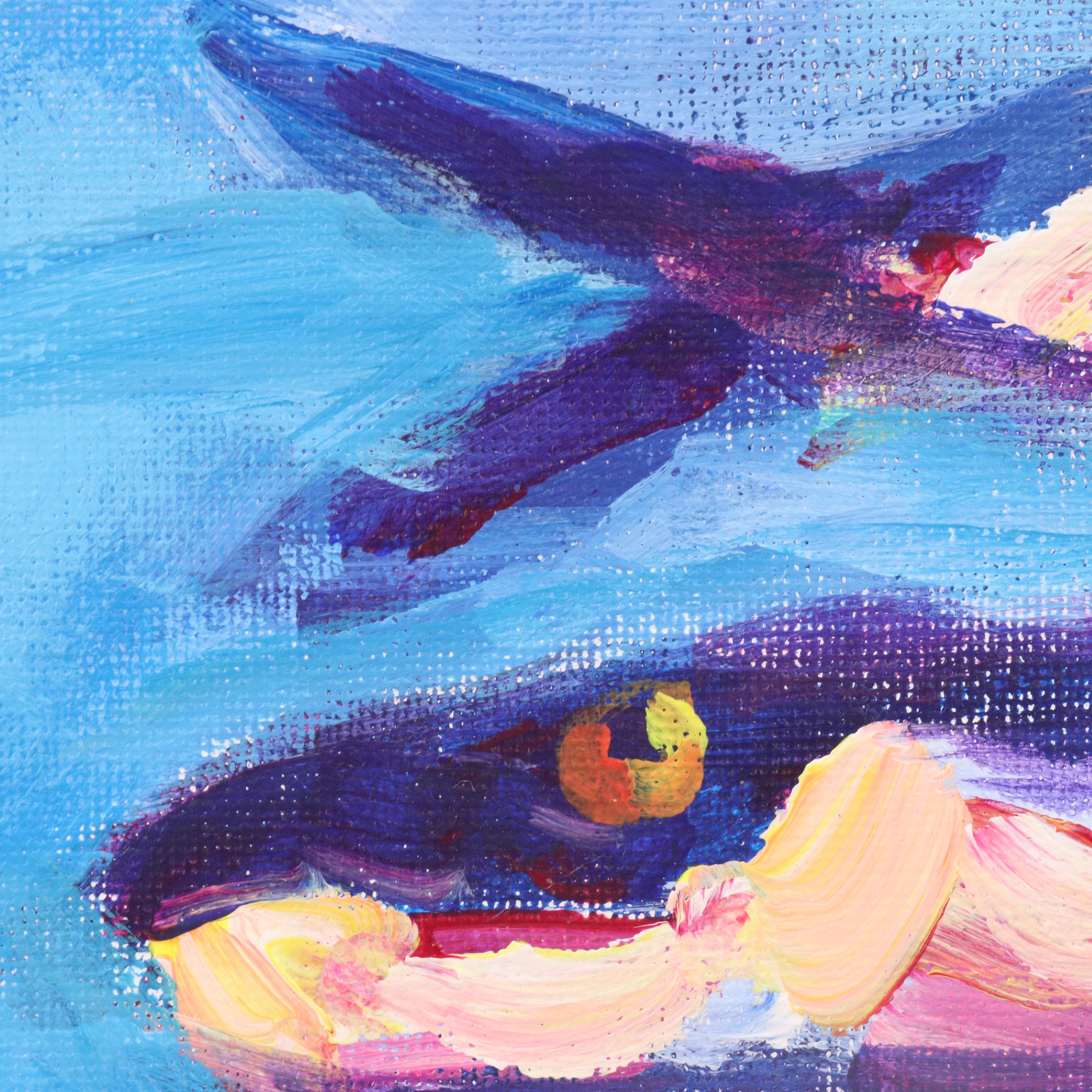 Elle Raines Stylized Acrylic Painting "Sardines," 21st Century