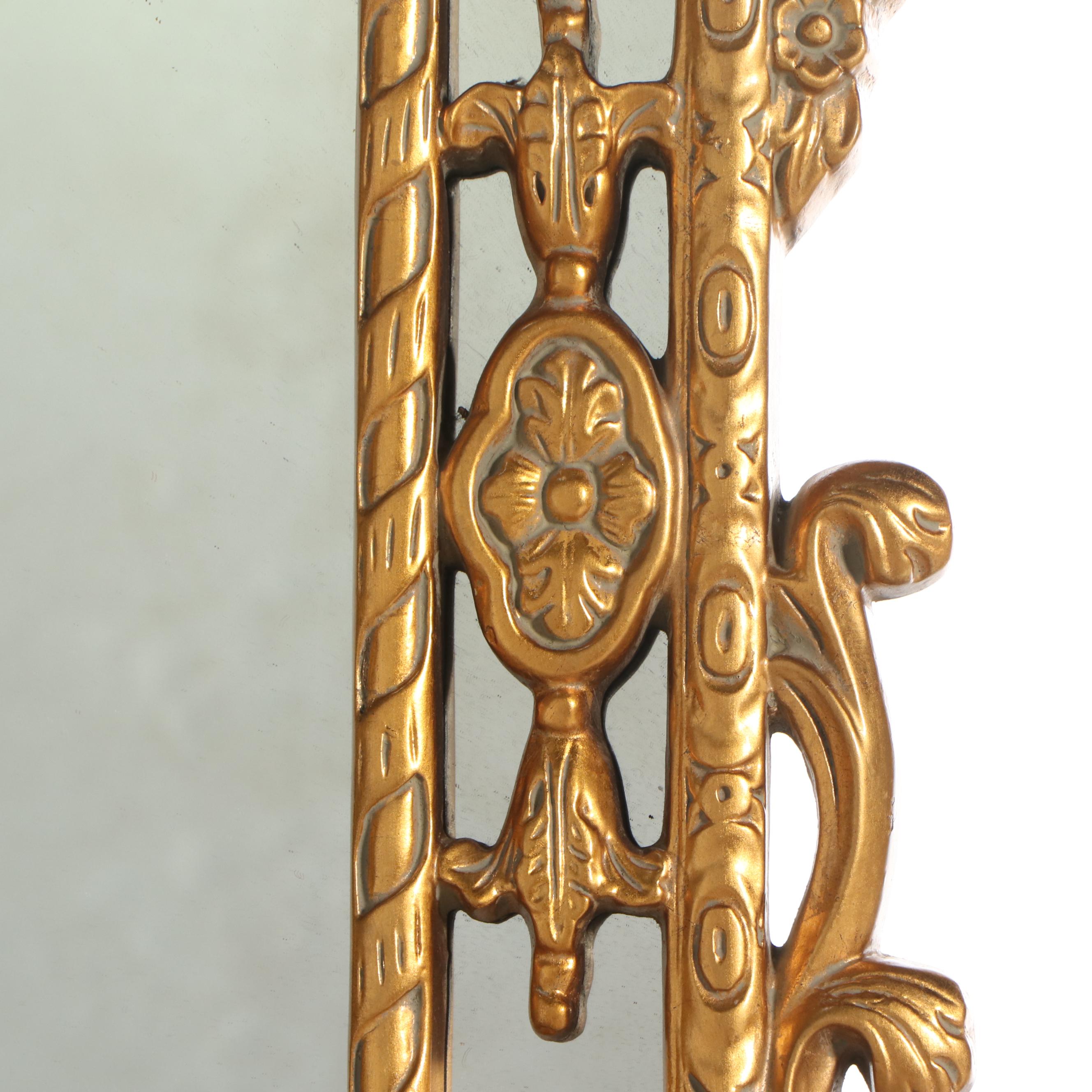 Baroque Style Gilt Full-Length Wall Mirror with Metal Easel
