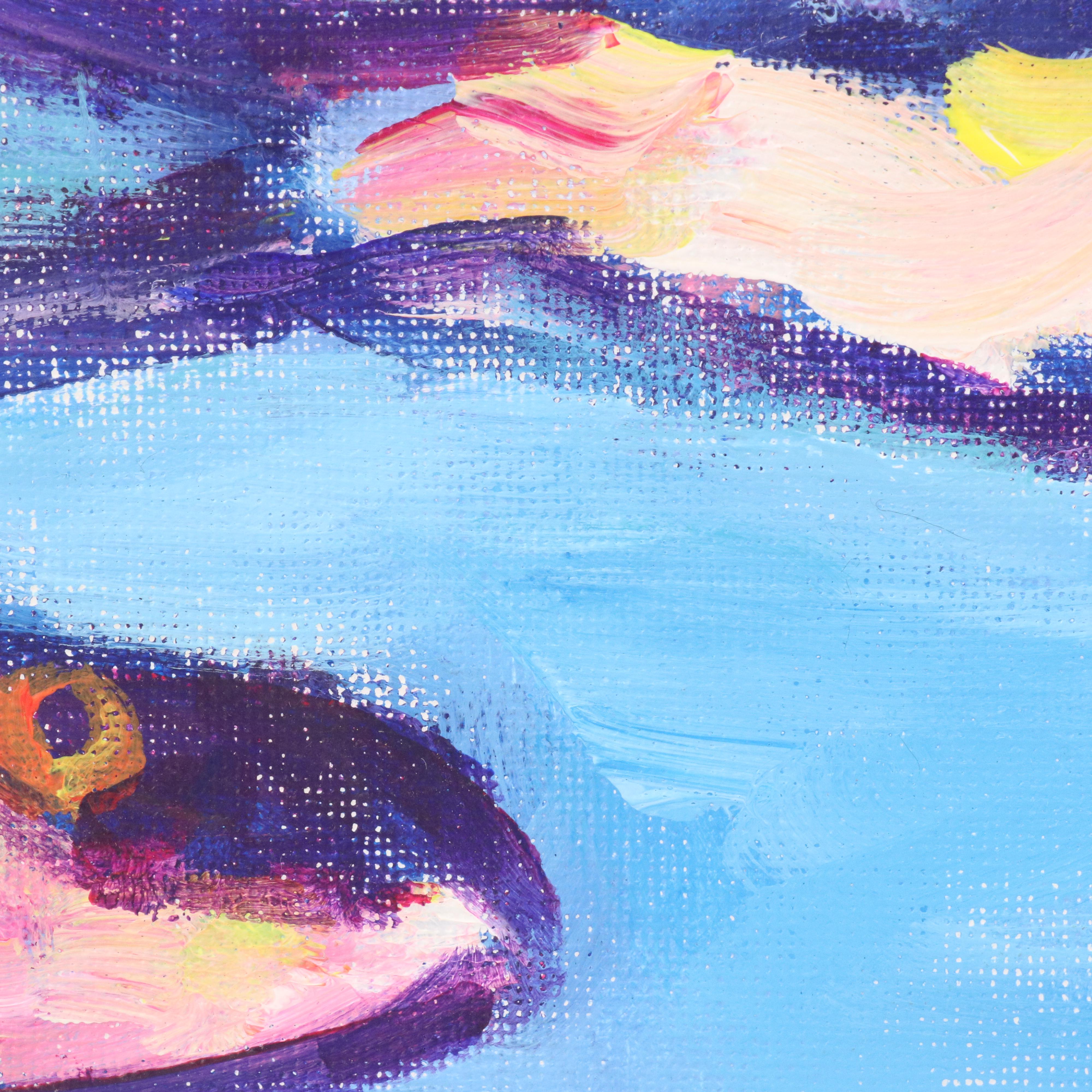 Elle Raines Stylized Acrylic Painting "Sardines," 21st Century