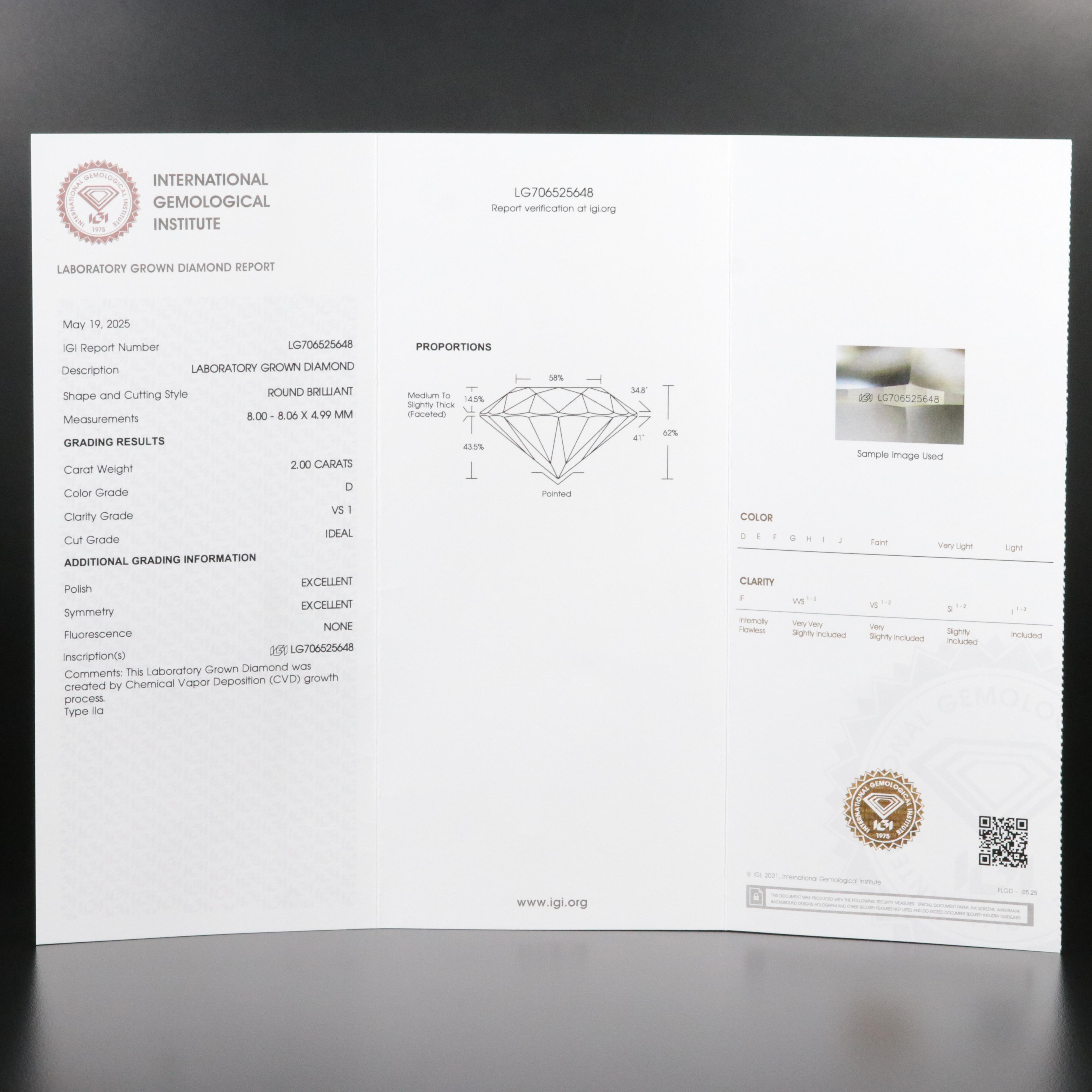 18K 3.95 CTW Lab Grown Diamond Three Stone Ring with IGI Report