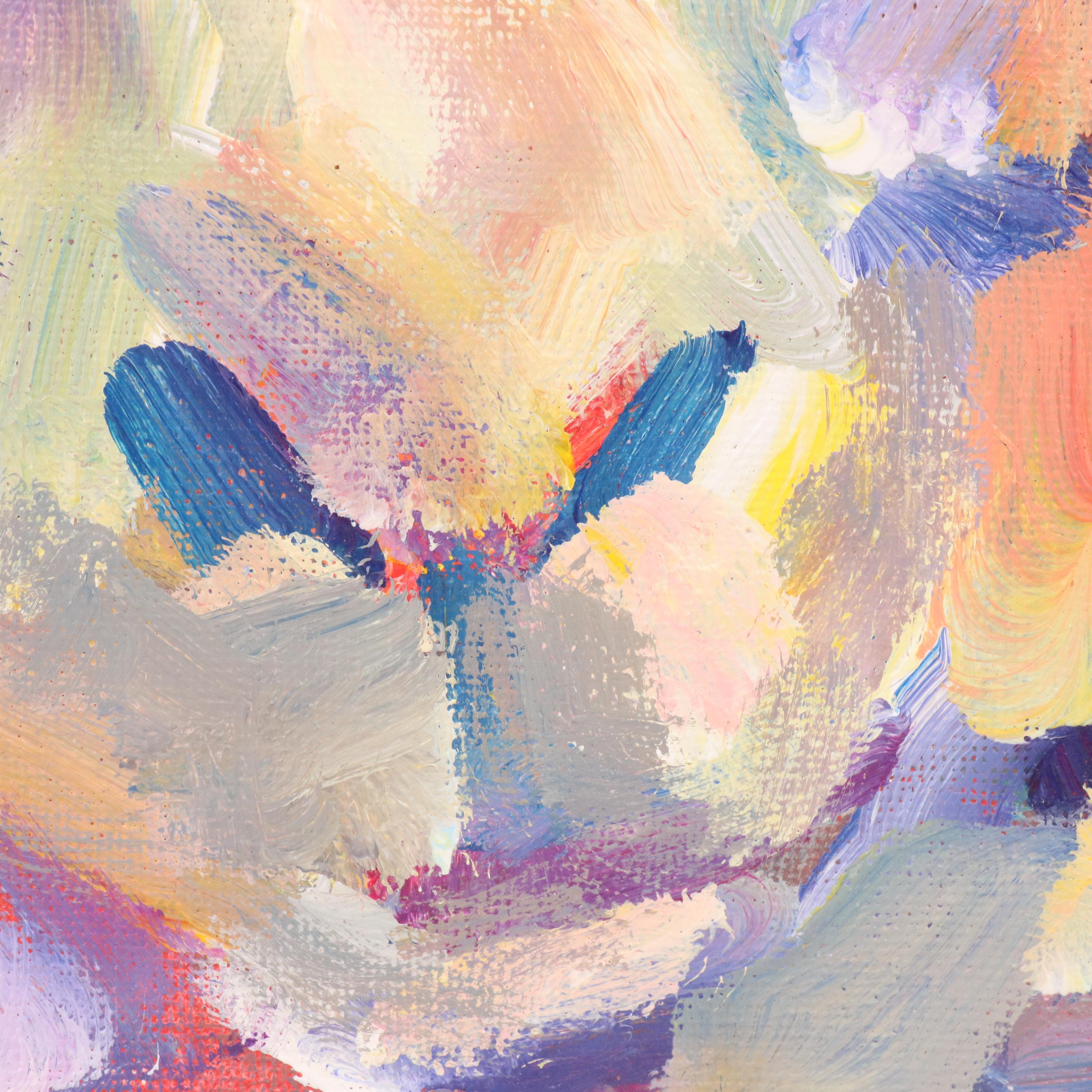 Elle Raines Stylized Acrylic Painting "Sheep," 21st Century