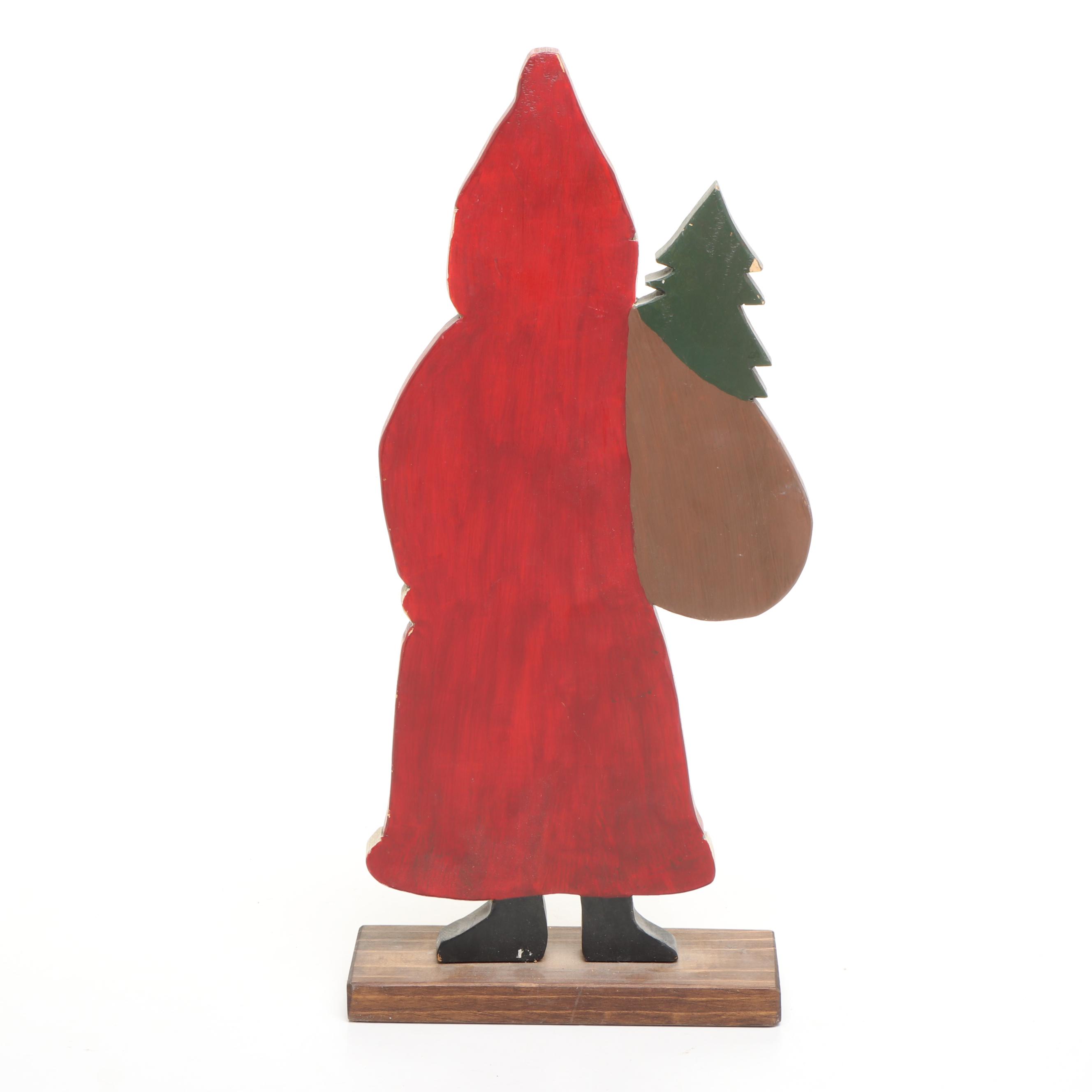Artist Signed Wooden Santa Claus Figurines, Late 20th Century