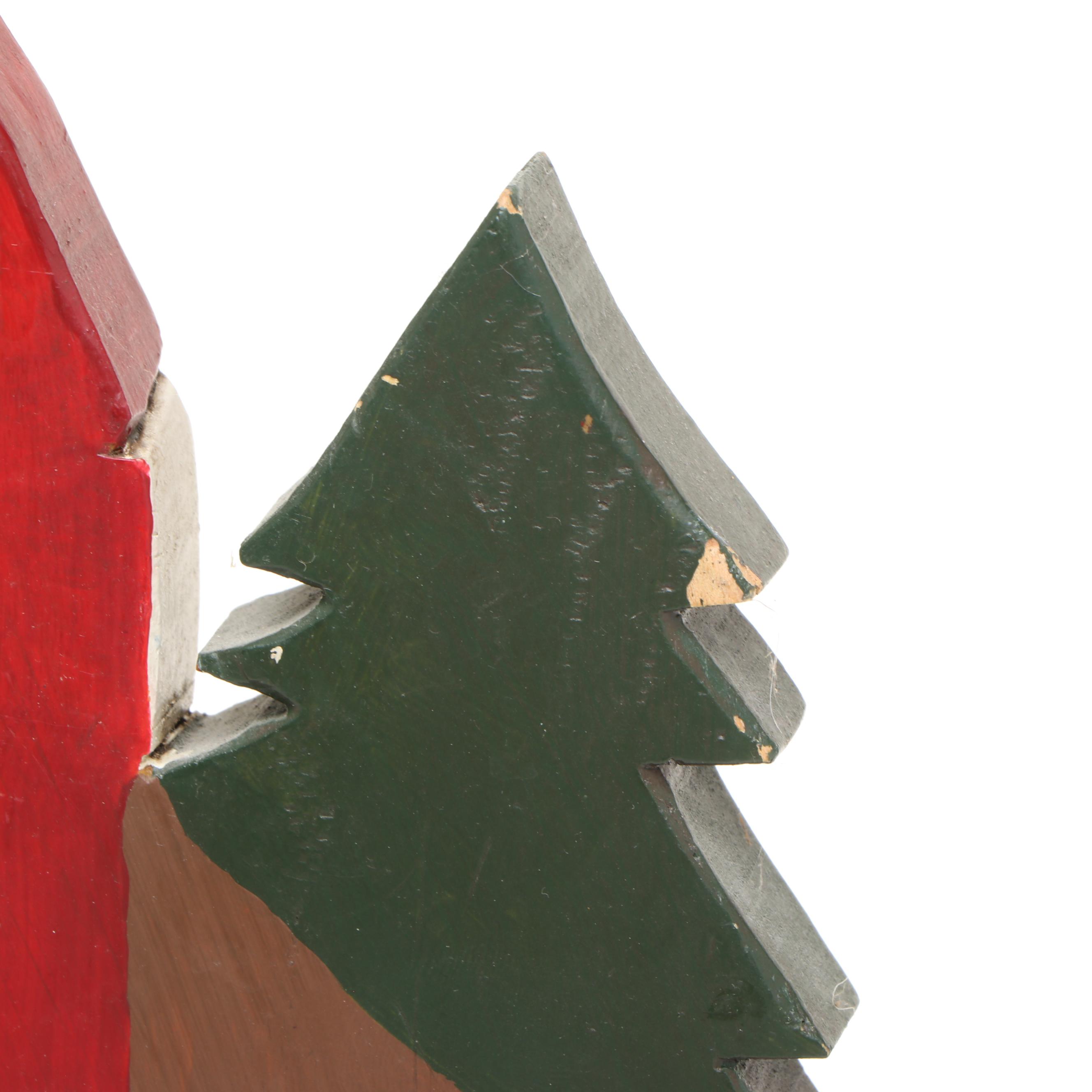 Artist Signed Wooden Santa Claus Figurines, Late 20th Century